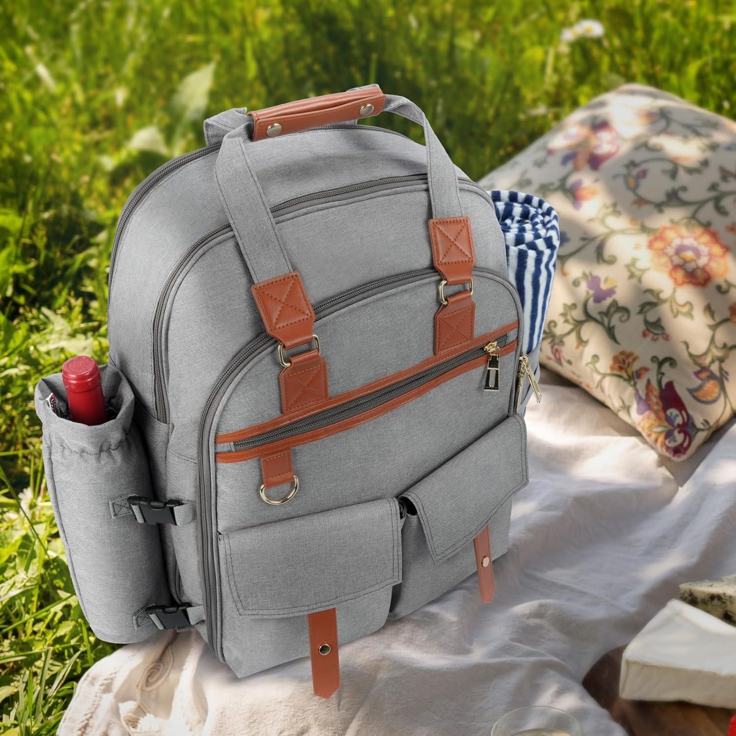 Mochila de Picnic DHAEE para 4 Personas con Enfriador y Manta