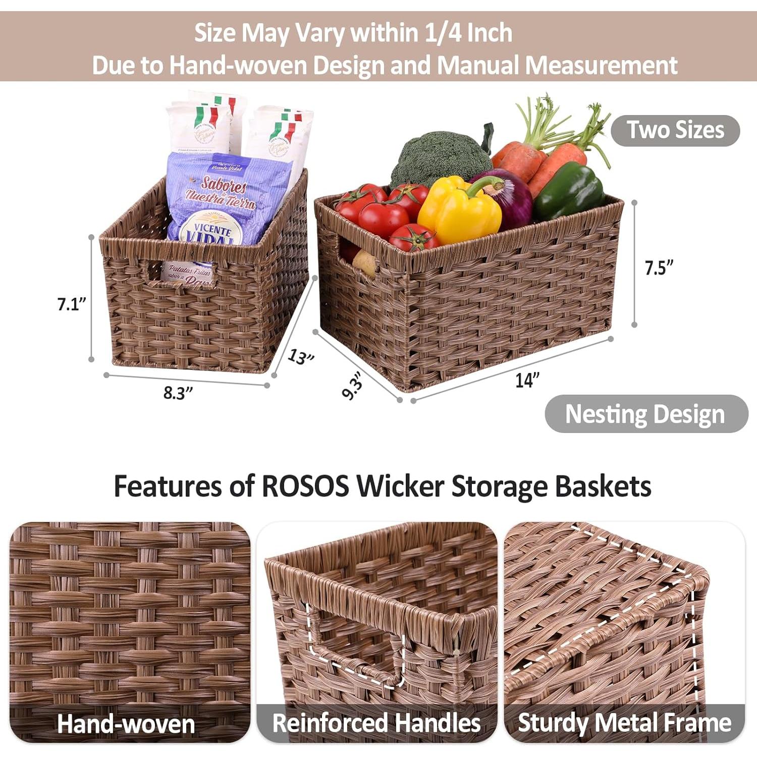 Cestas de Almacenamiento de Mimbre ROSOS 2 Pack Impermeables