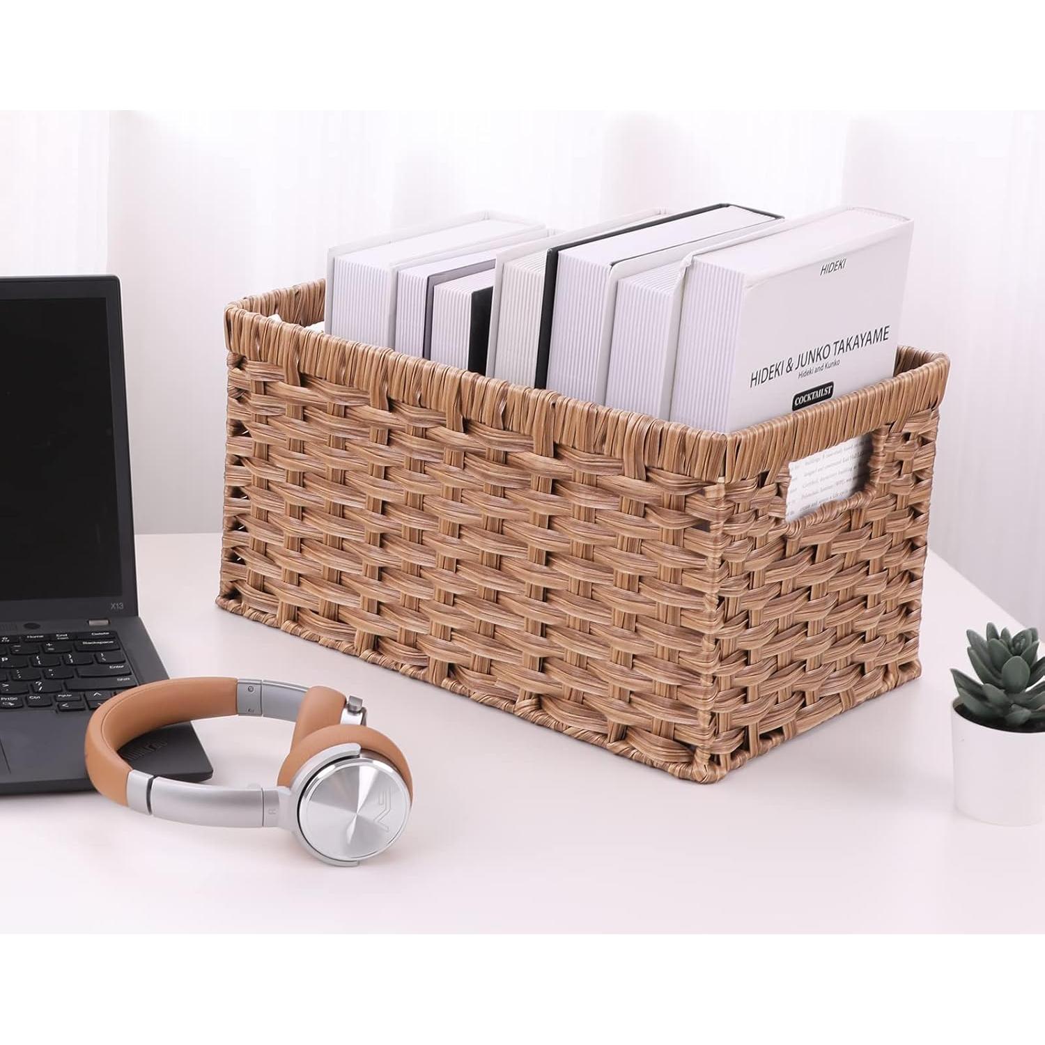 Cestas de Almacenamiento de Mimbre ROSOS 2 Pack Impermeables