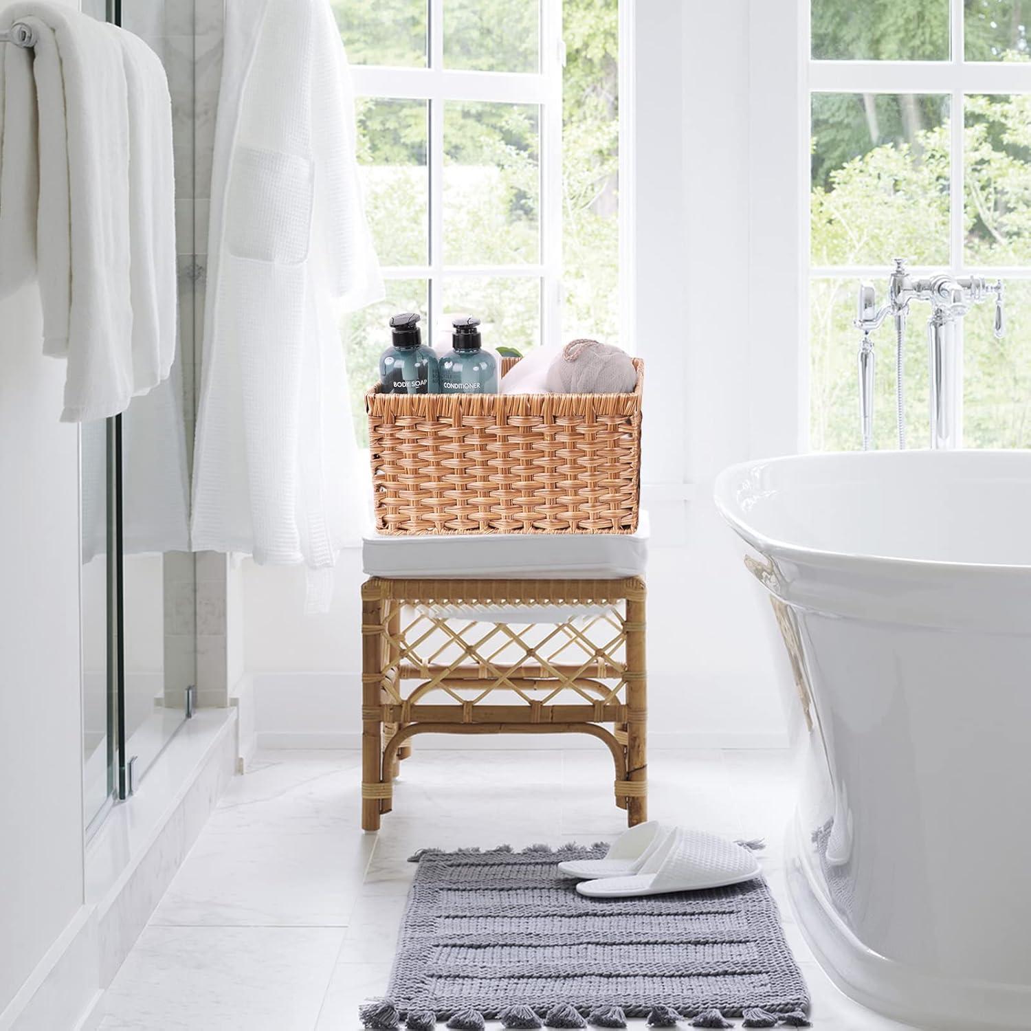 Cestas de Almacenamiento de Mimbre ROSOS 2 Pack Impermeables