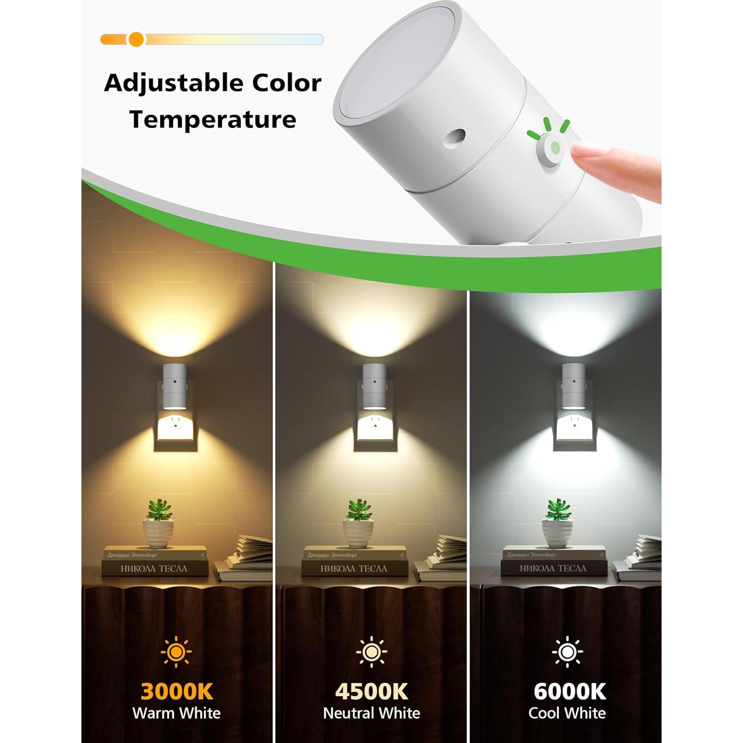 Luces Nocturnas LED JOFIOS 2 Paquete Regulables 3 Temperaturas