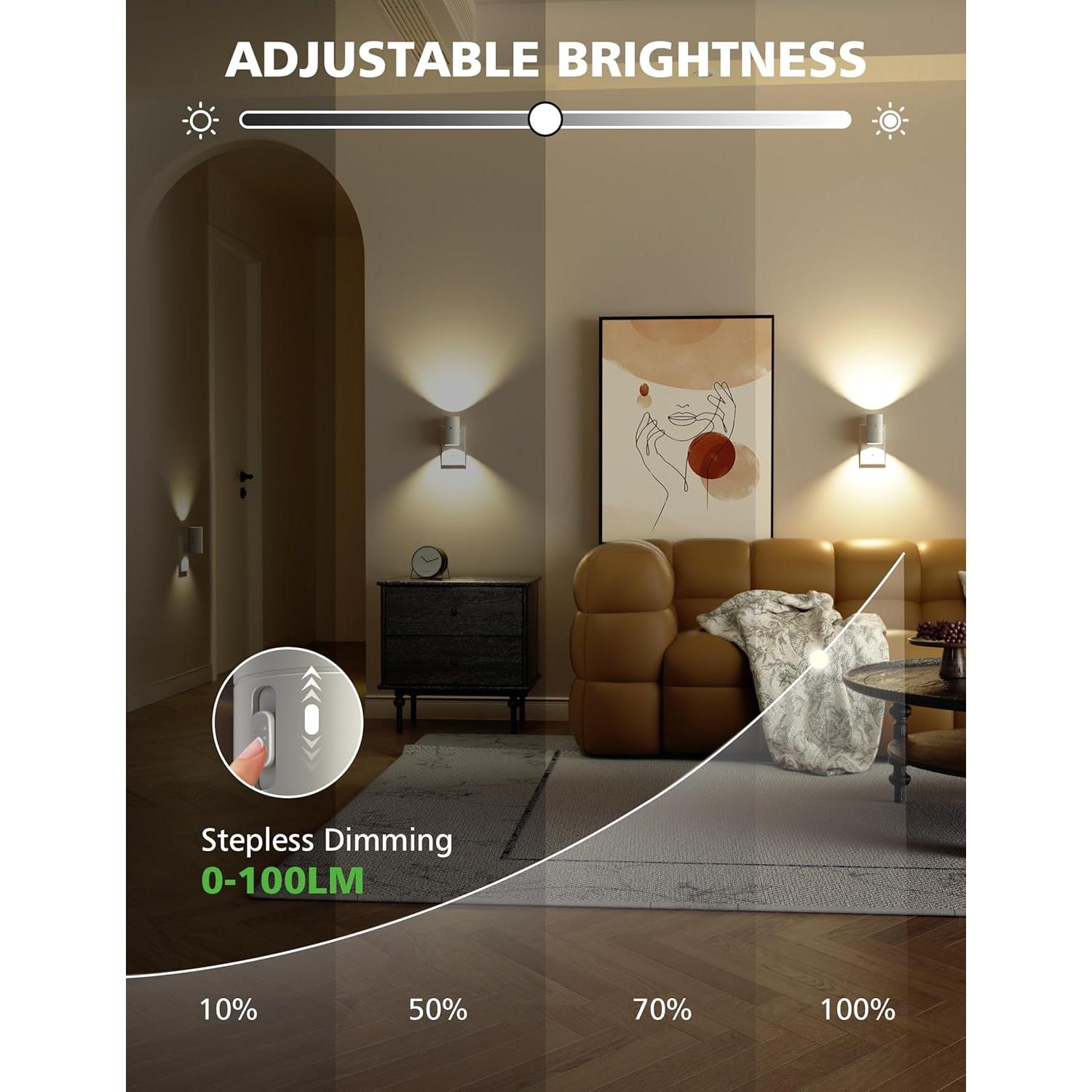 Luces Nocturnas LED JOFIOS 2 Paquete Regulables 3 Temperaturas