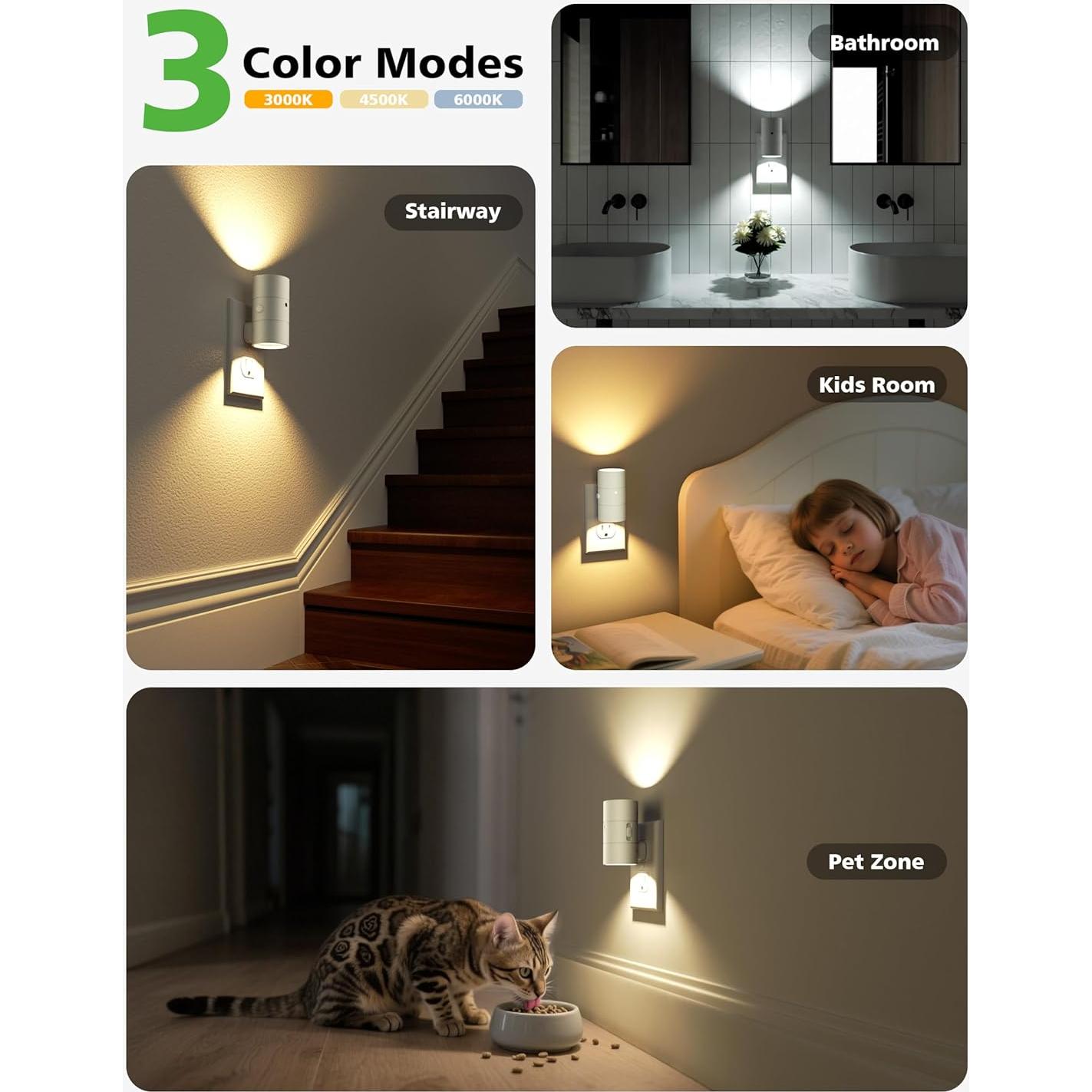 Luces Nocturnas LED JOFIOS 2 Paquete Regulables 3 Temperaturas