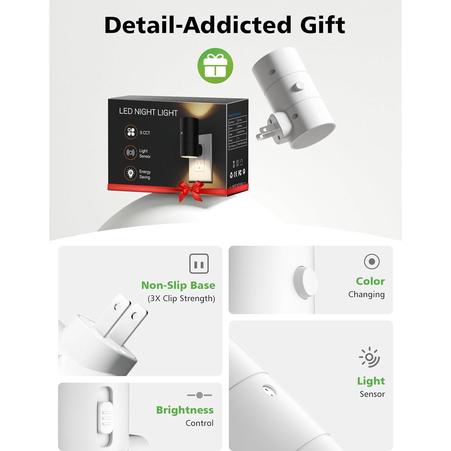 Luces Nocturnas LED JOFIOS 2 Paquete Regulables 3 Temperaturas