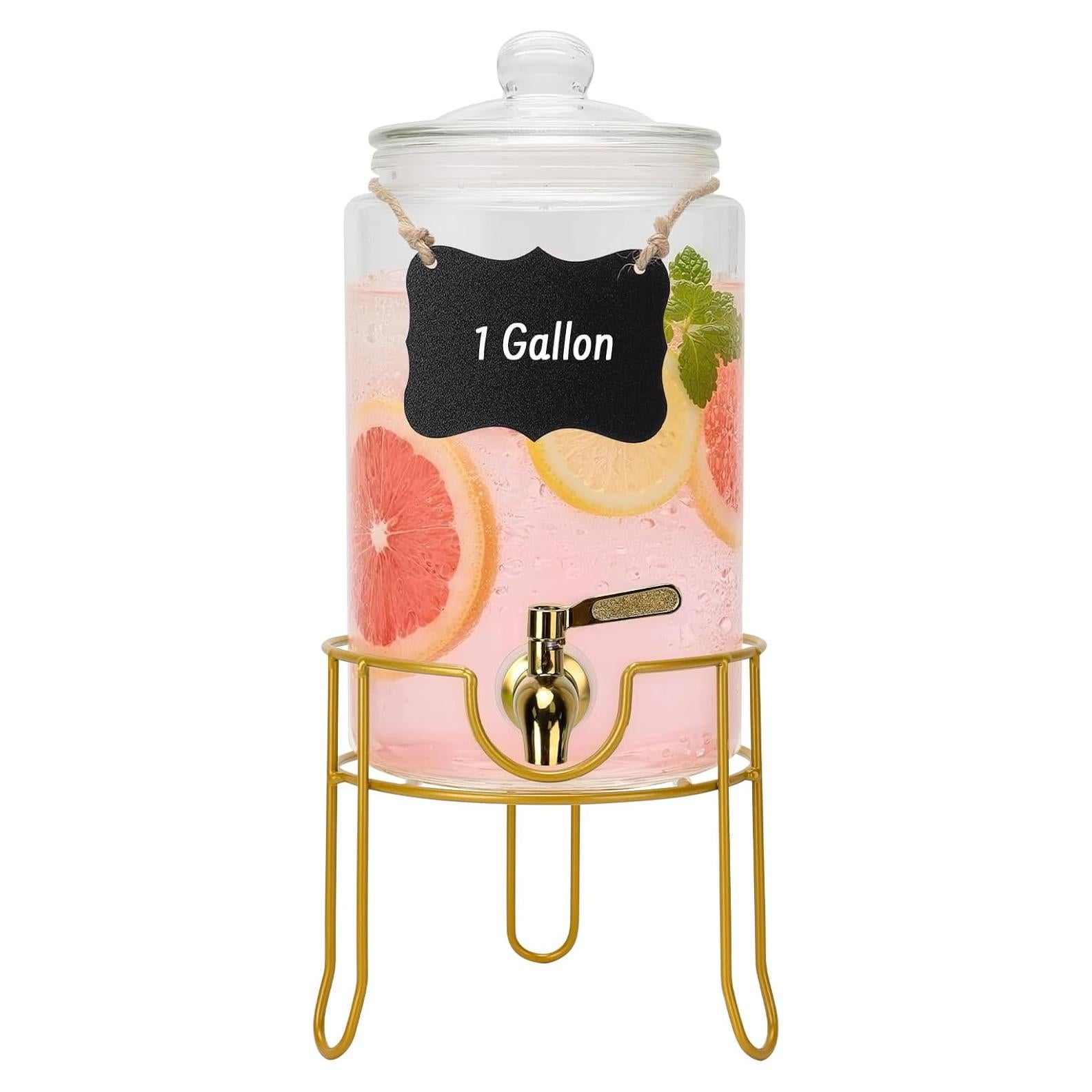 Dispensador de Bebidas de Vidrio Betrome 3.785L con Grifo Inoxidable