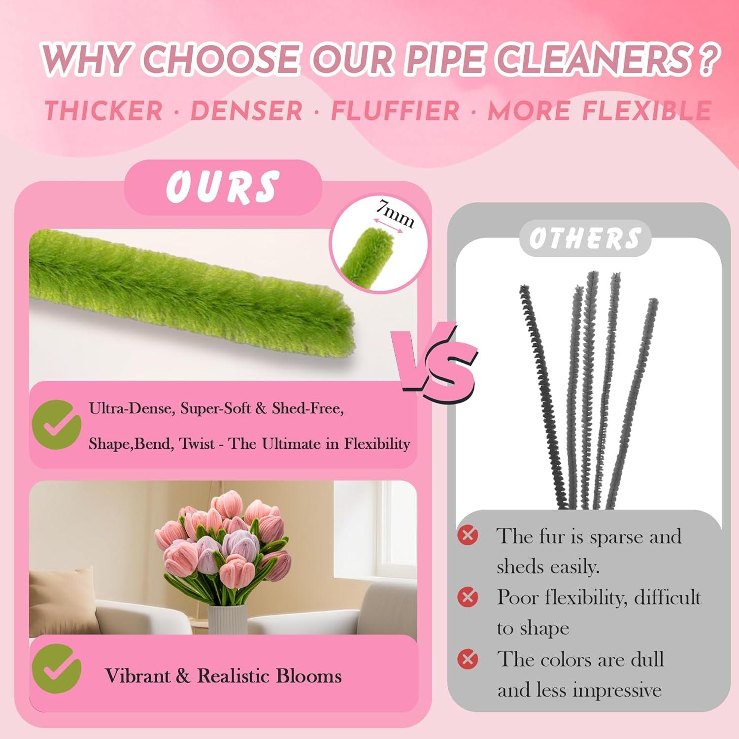 Kit de Manualidades 400 PCS Limpiadores de Tubos Brenzo Rosa