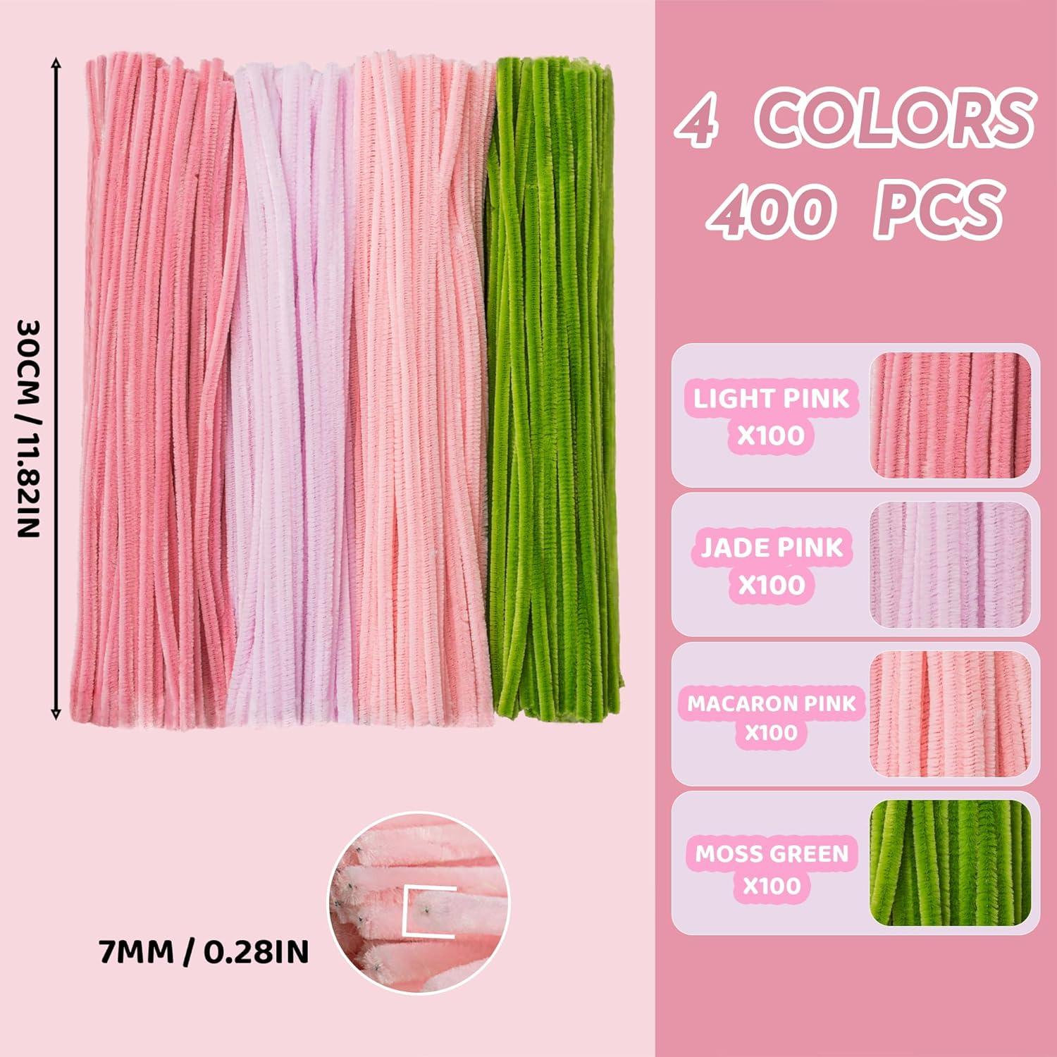 Kit de Manualidades 400 PCS Limpiadores de Tubos Brenzo Rosa