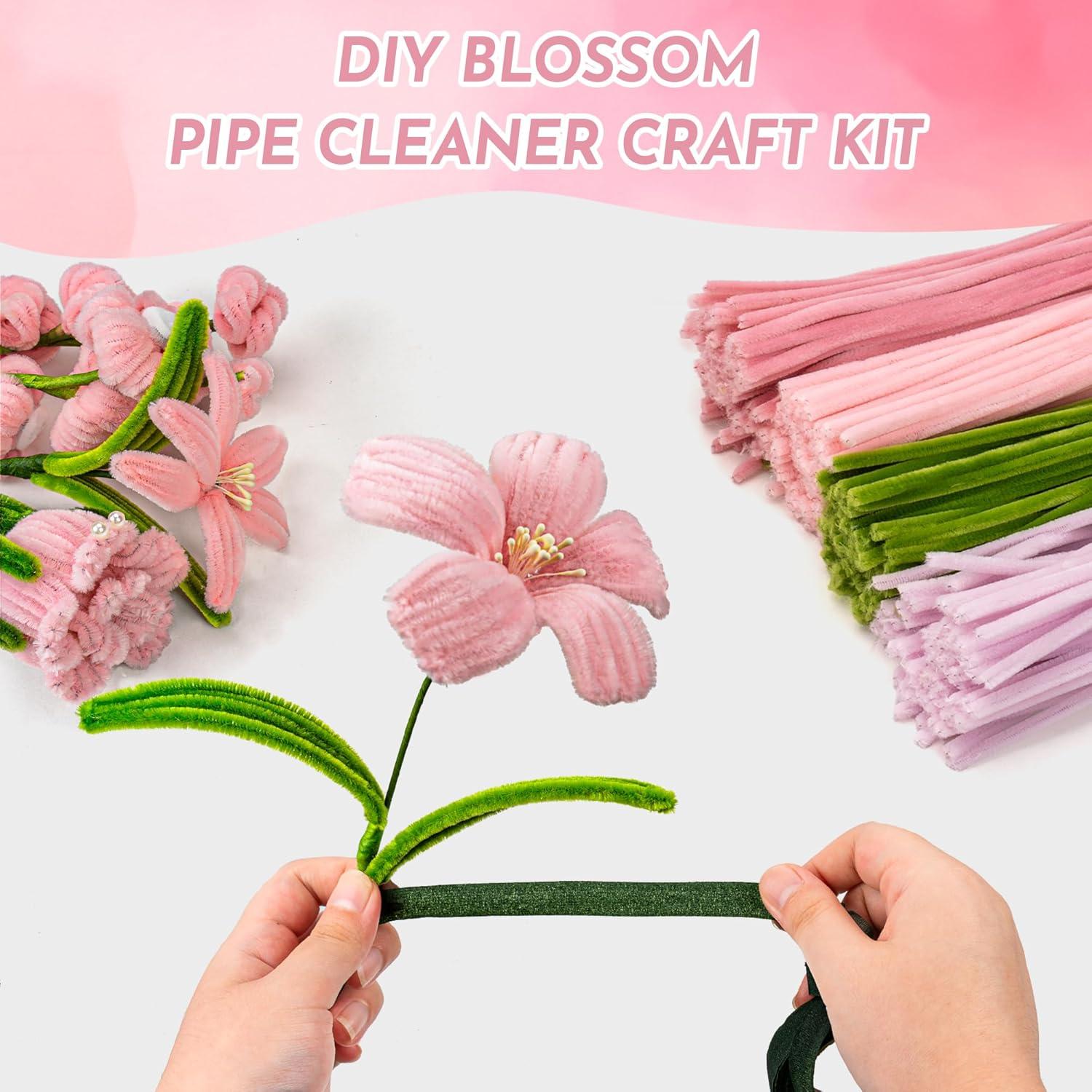 Kit de Manualidades 400 PCS Limpiadores de Tubos Brenzo Rosa