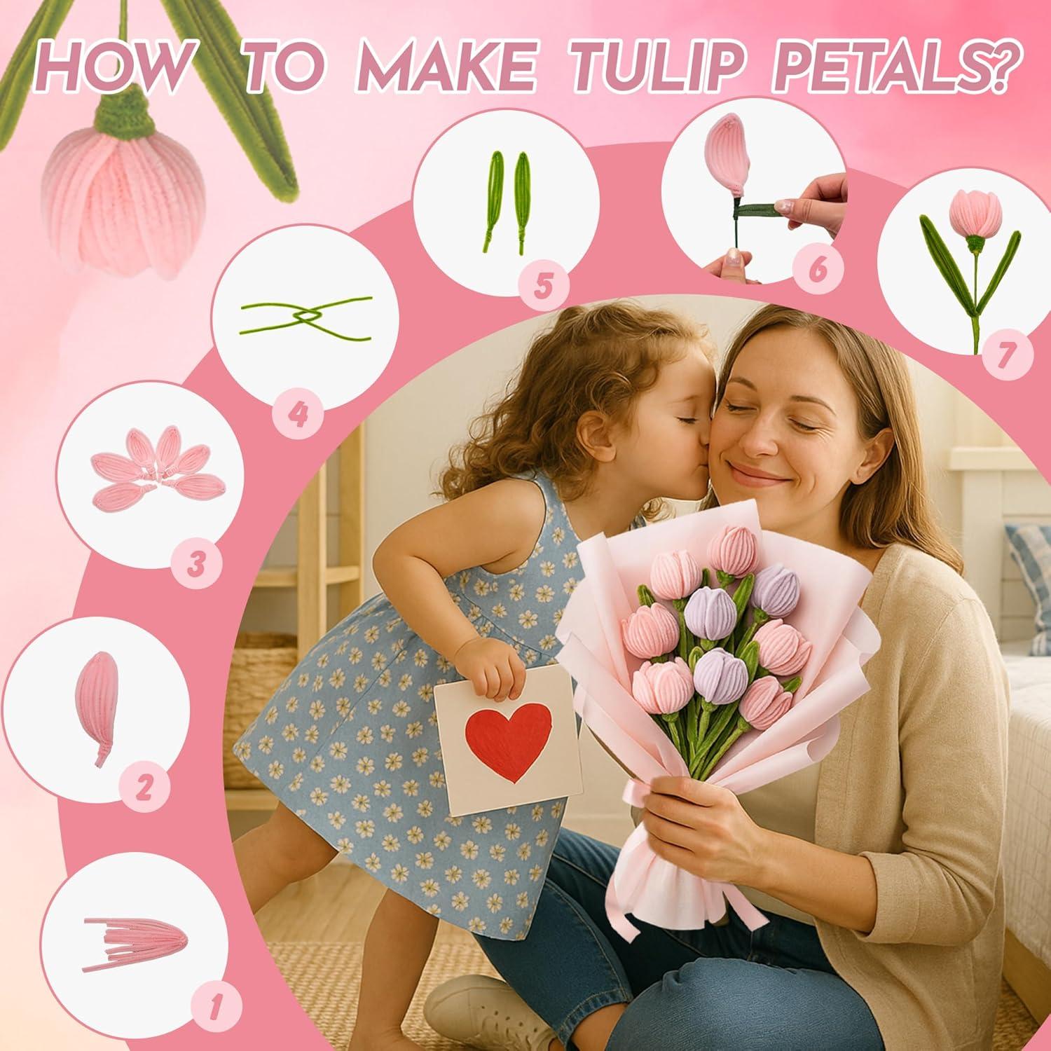 Kit de Manualidades 400 PCS Limpiadores de Tubos Brenzo Rosa