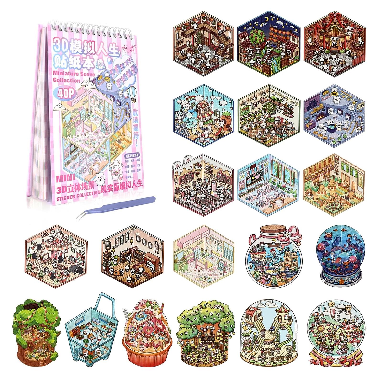 Kit de Manualidades Dwpetzo 3D - Libro de Stickers 20 Sets