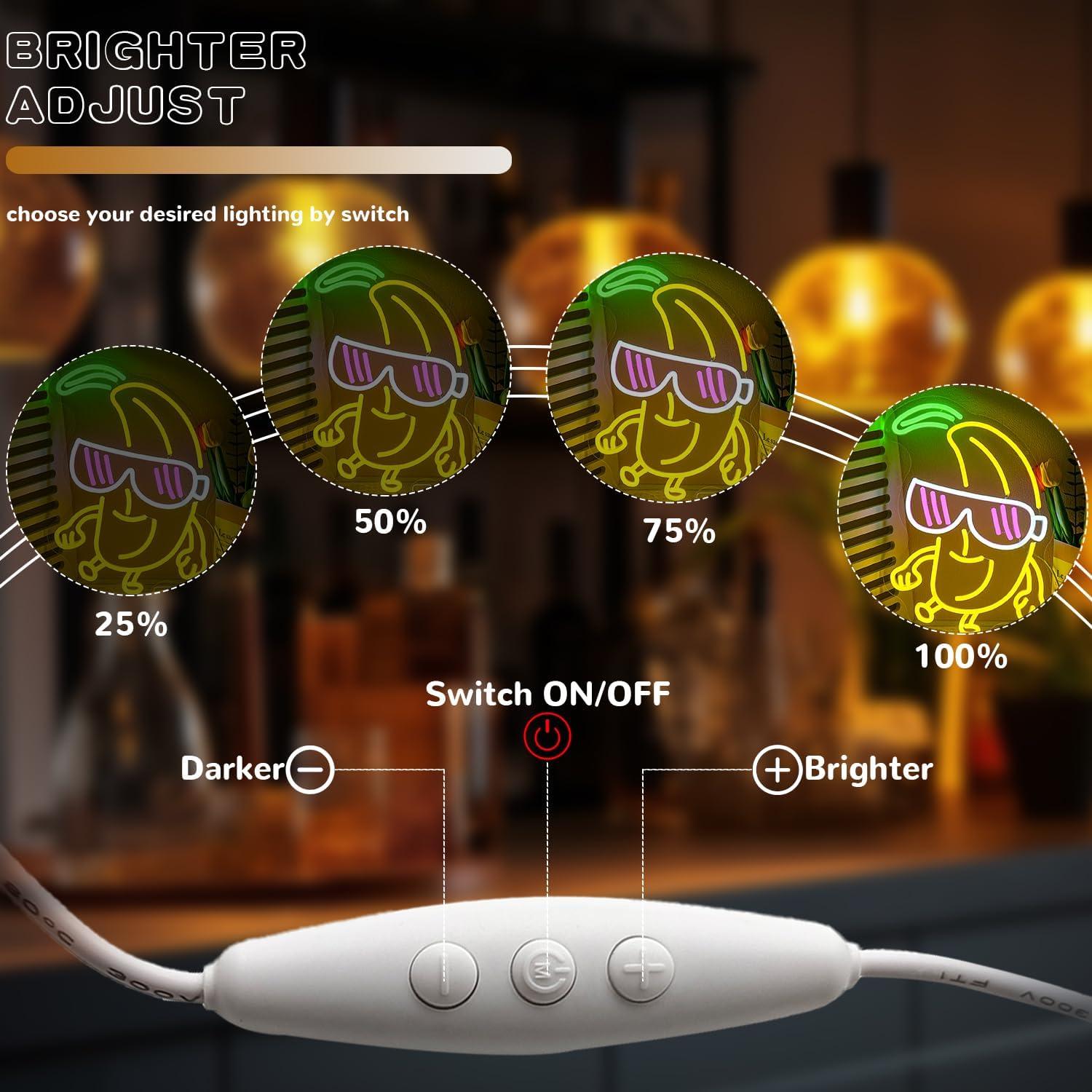 Luz de Neón LED Banana con Gafas Regulable 32.3x40cm