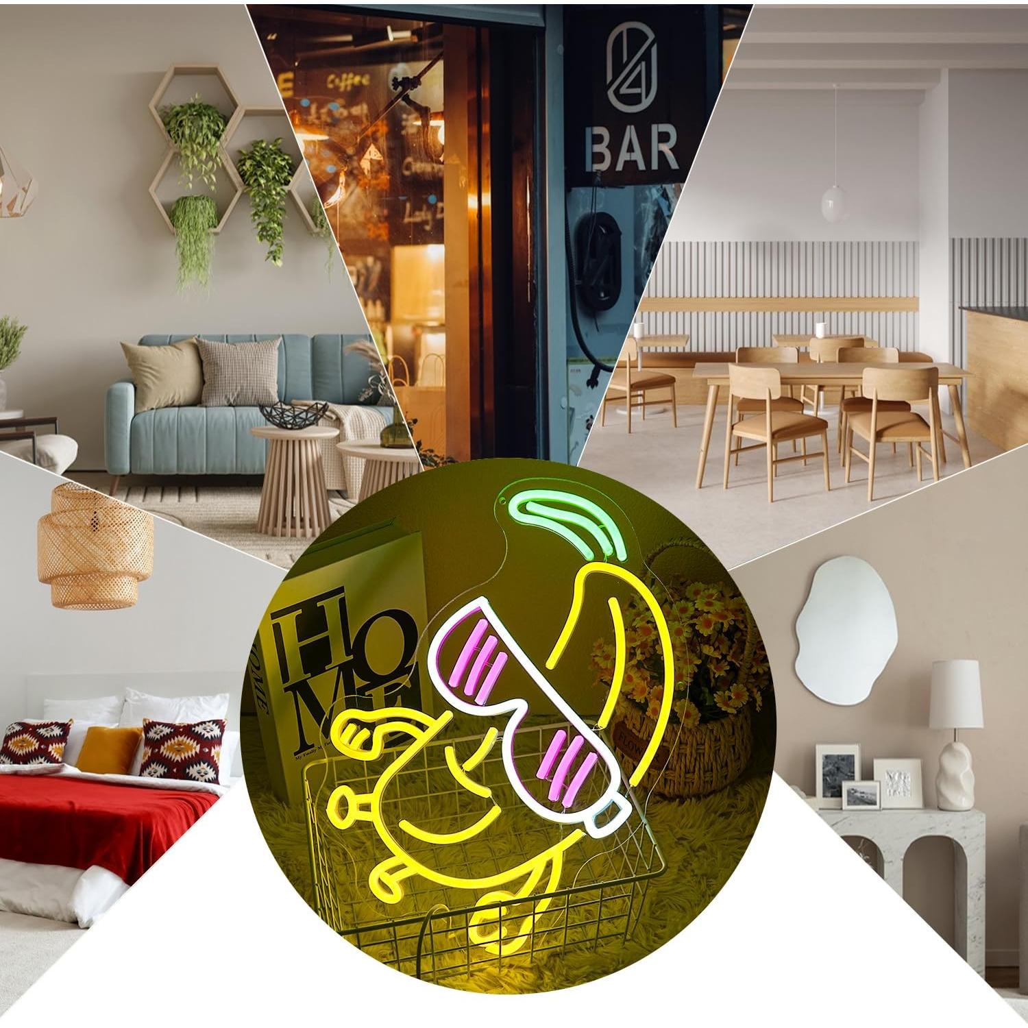 Luz de Neón LED Banana con Gafas Regulable 32.3x40cm