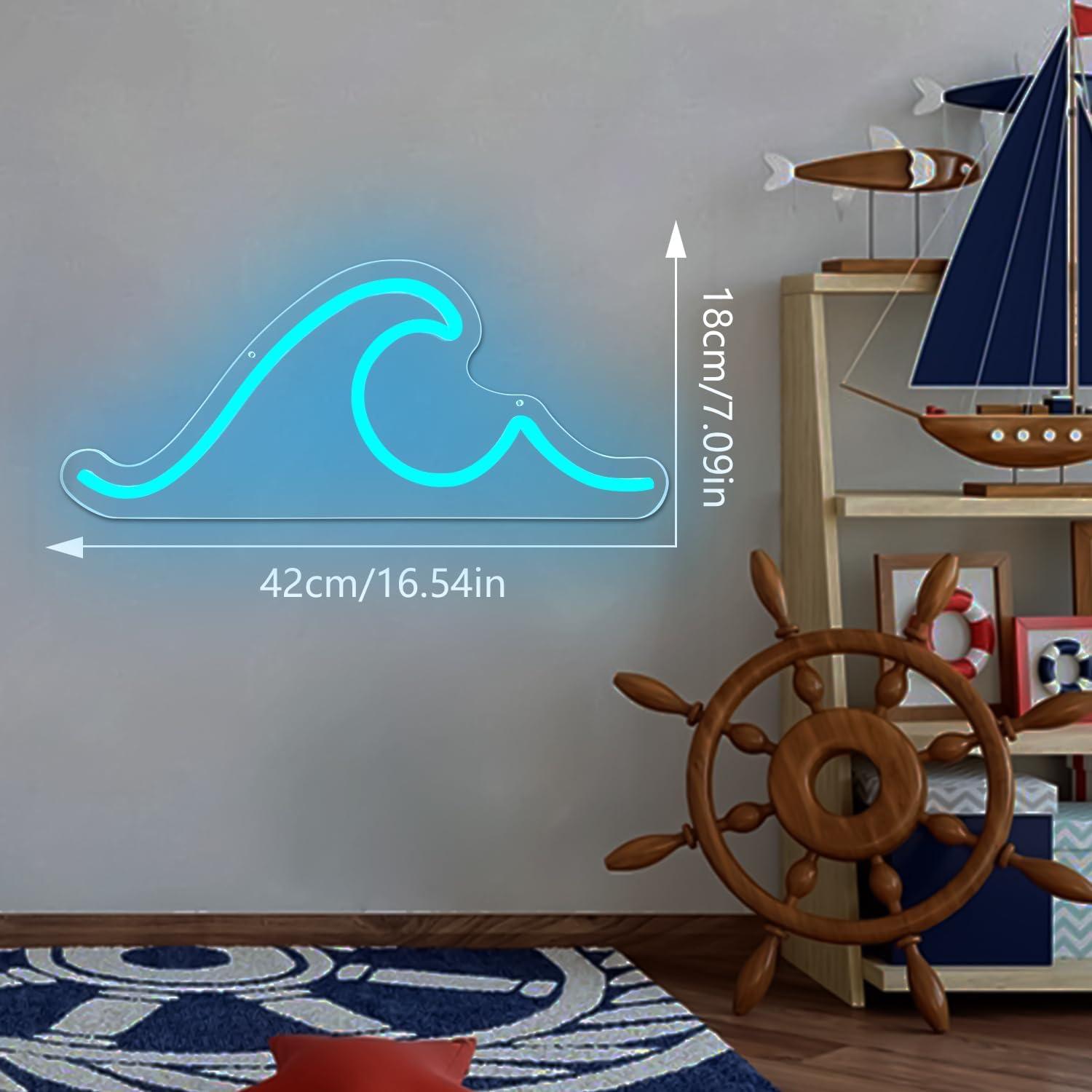 Luz de Neón Ajoyferris Wave LED Azul Hielo 42x17.8cm