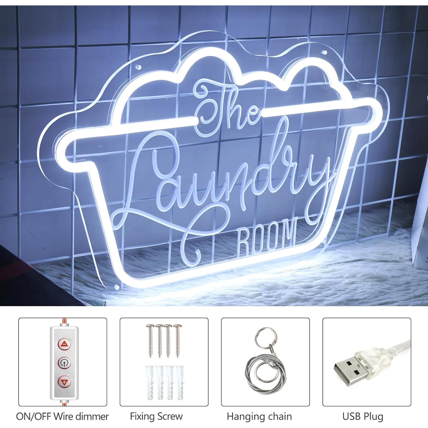 Letrero de Neón LED Lavandería MinIeoh 40.64x26.16cm USB