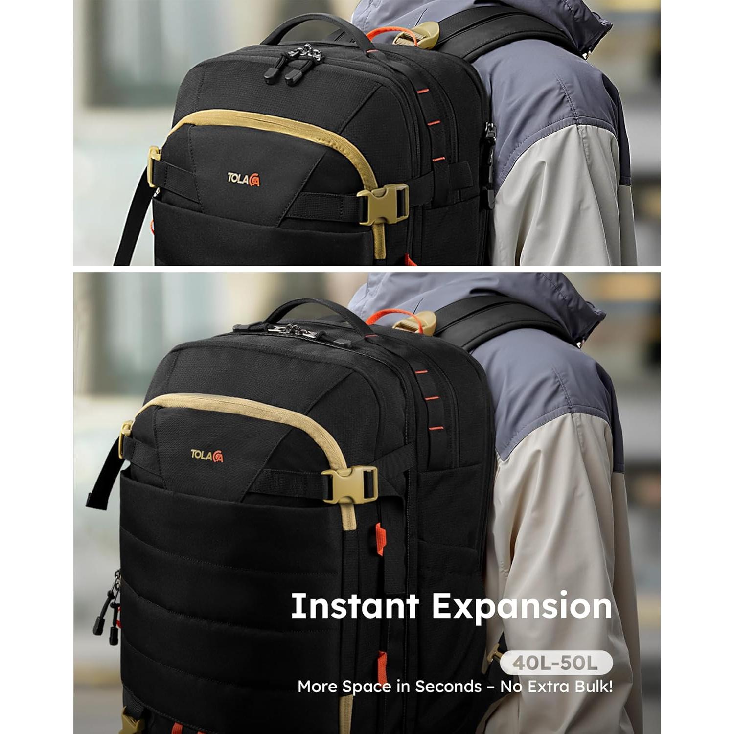 Mochila de Viaje Tolaccea 50L Expandible con Puerto USB