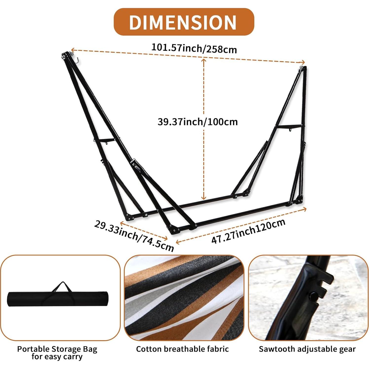Hamaca Plegable con Soporte de Acero Cian 279.4 kg
