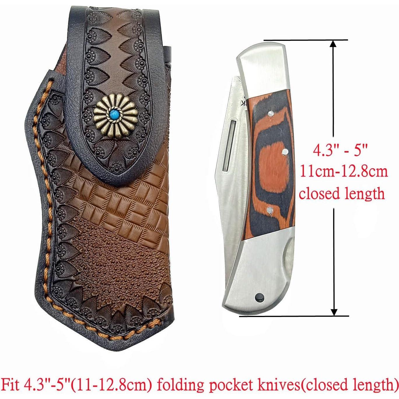 Funda de Cuchillo Plegable de Cuero COHOMELARS 12.7 cm Marrón