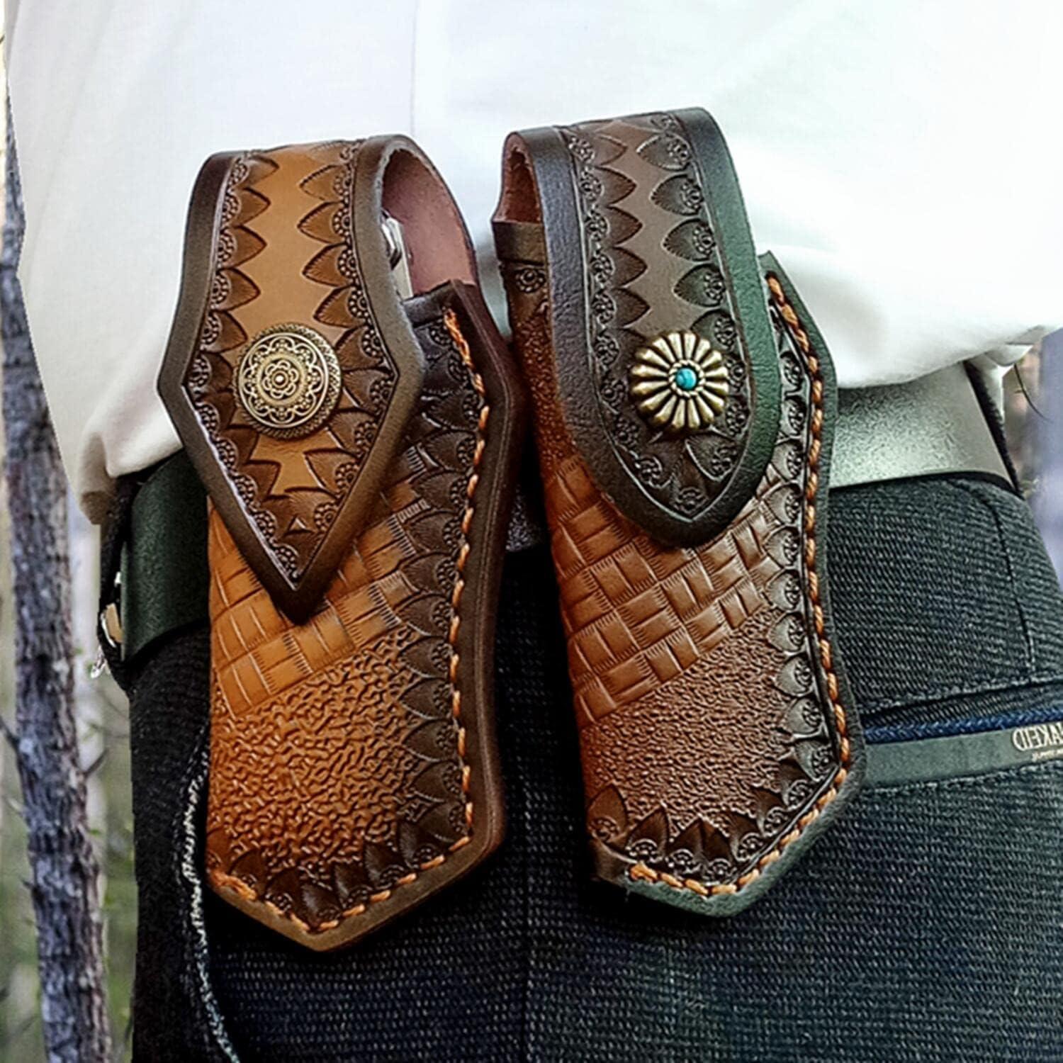 Funda de Cuchillo Plegable de Cuero COHOMELARS 12.7 cm Marrón