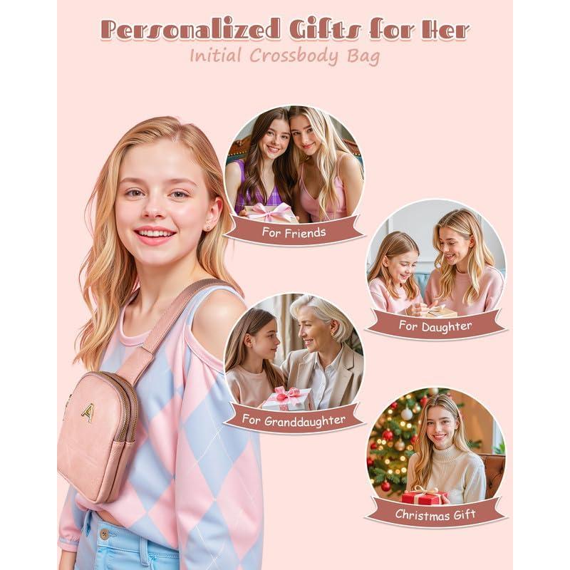 Bolsa Cruzada Personalizada Freesya Rosa Bebé 18x13.5 cm