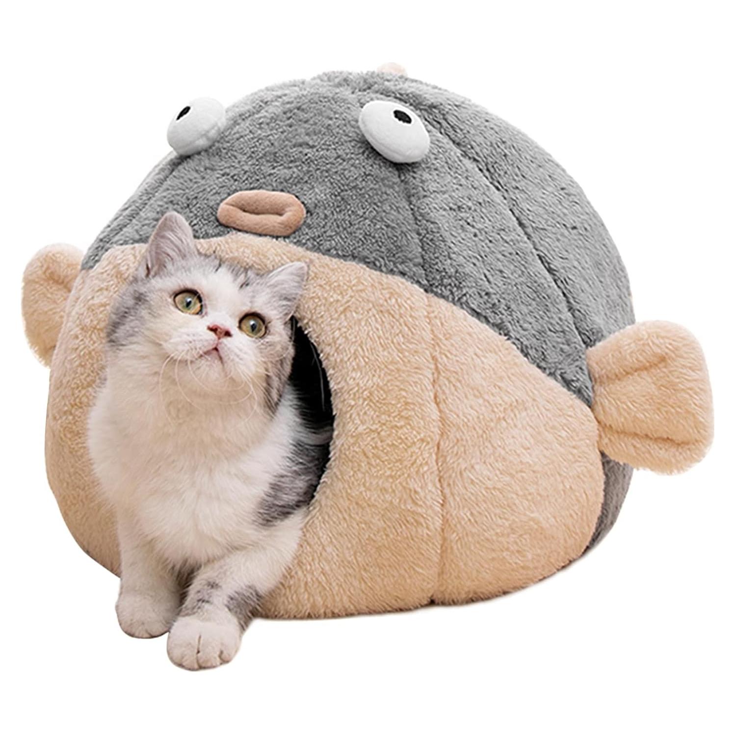 Cama para Gatos Lcybem Grande Gris Cueva Acolchada Lavable