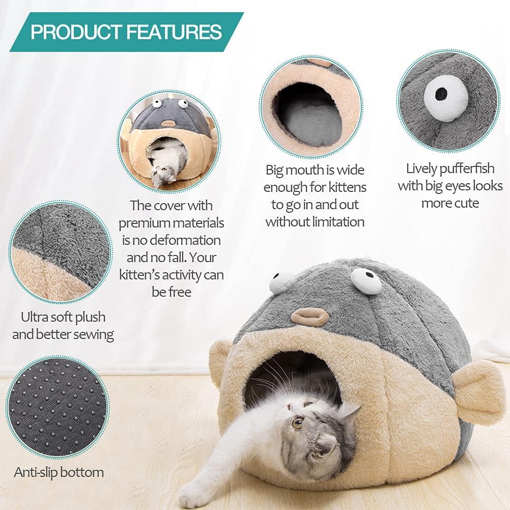 Cama para Gatos Lcybem Grande Gris Cueva Acolchada Lavable