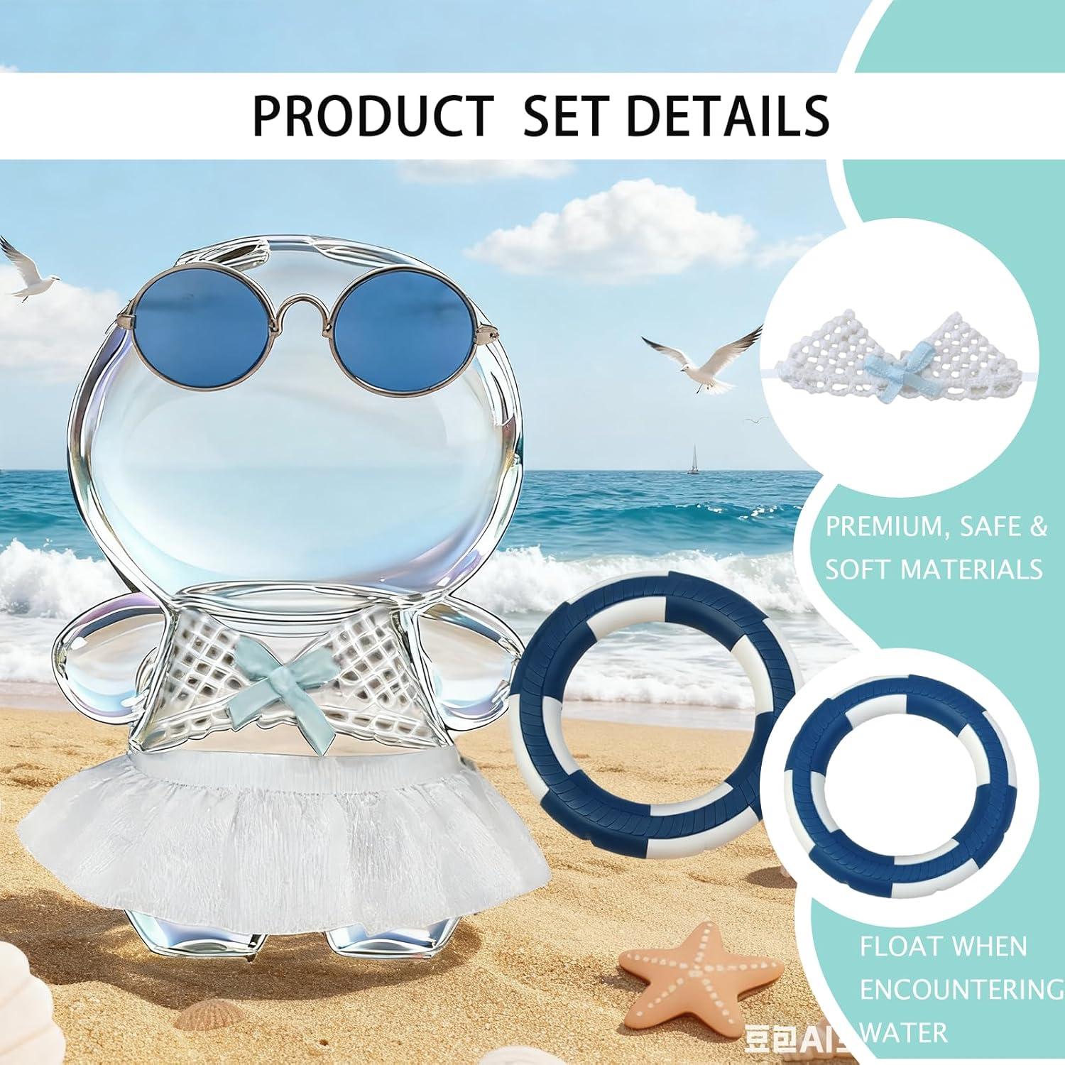 Conjunto de Traje de Baño Labubu 5 Piezas Azul Playa