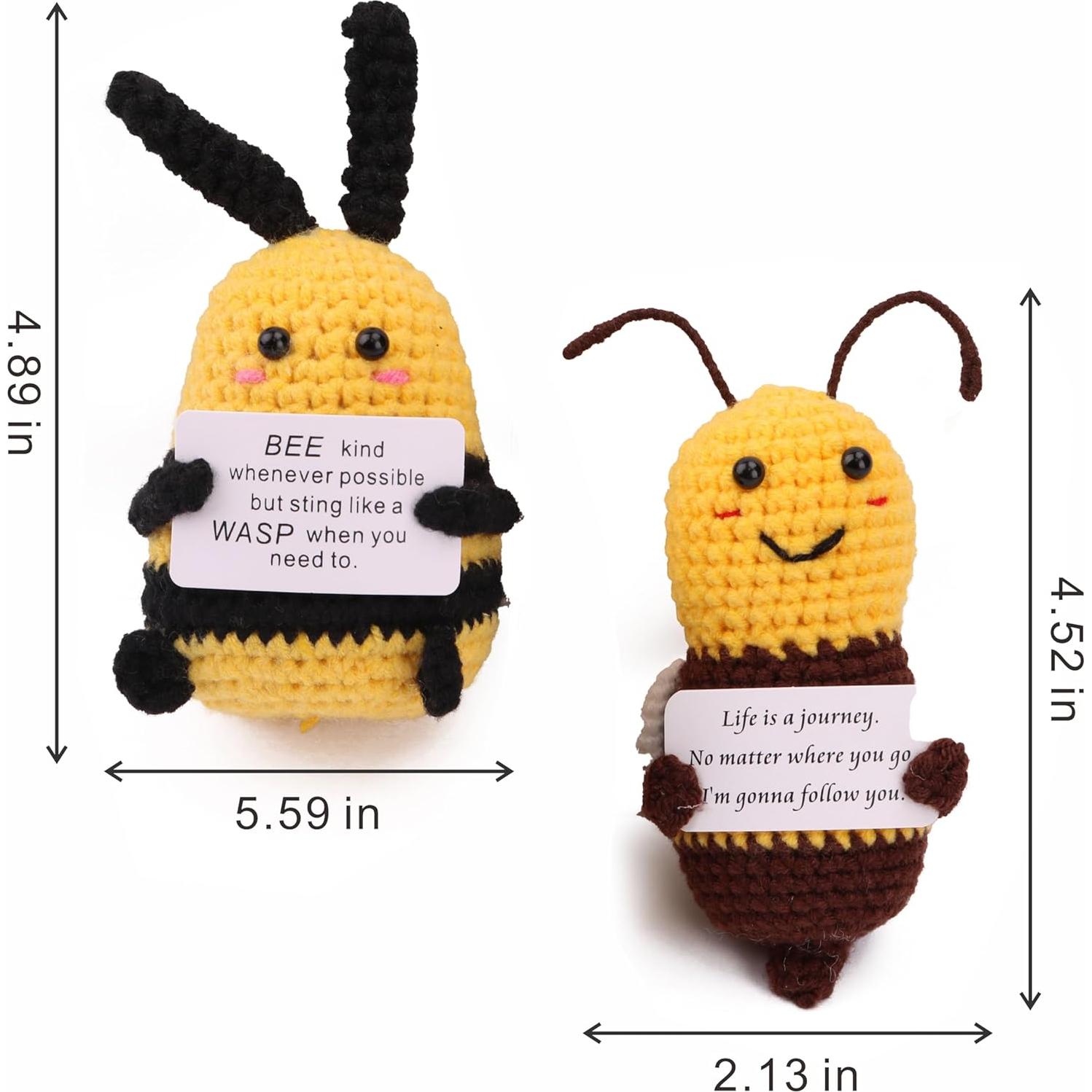 2 Piezas Abejas de Crochet Hechas a Mano con Tarjeta - Decoración