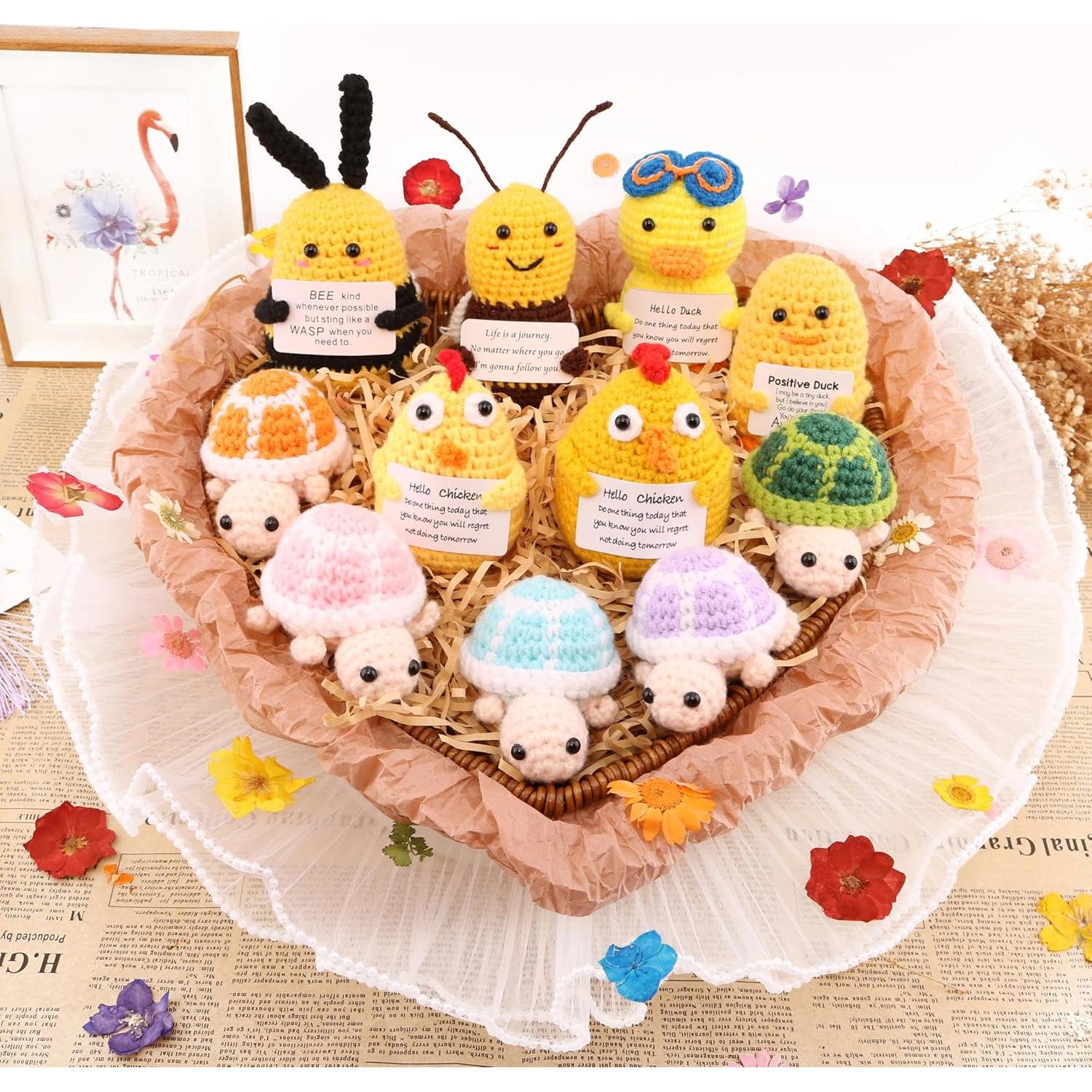 2 Piezas Abejas de Crochet Hechas a Mano con Tarjeta - Decoración