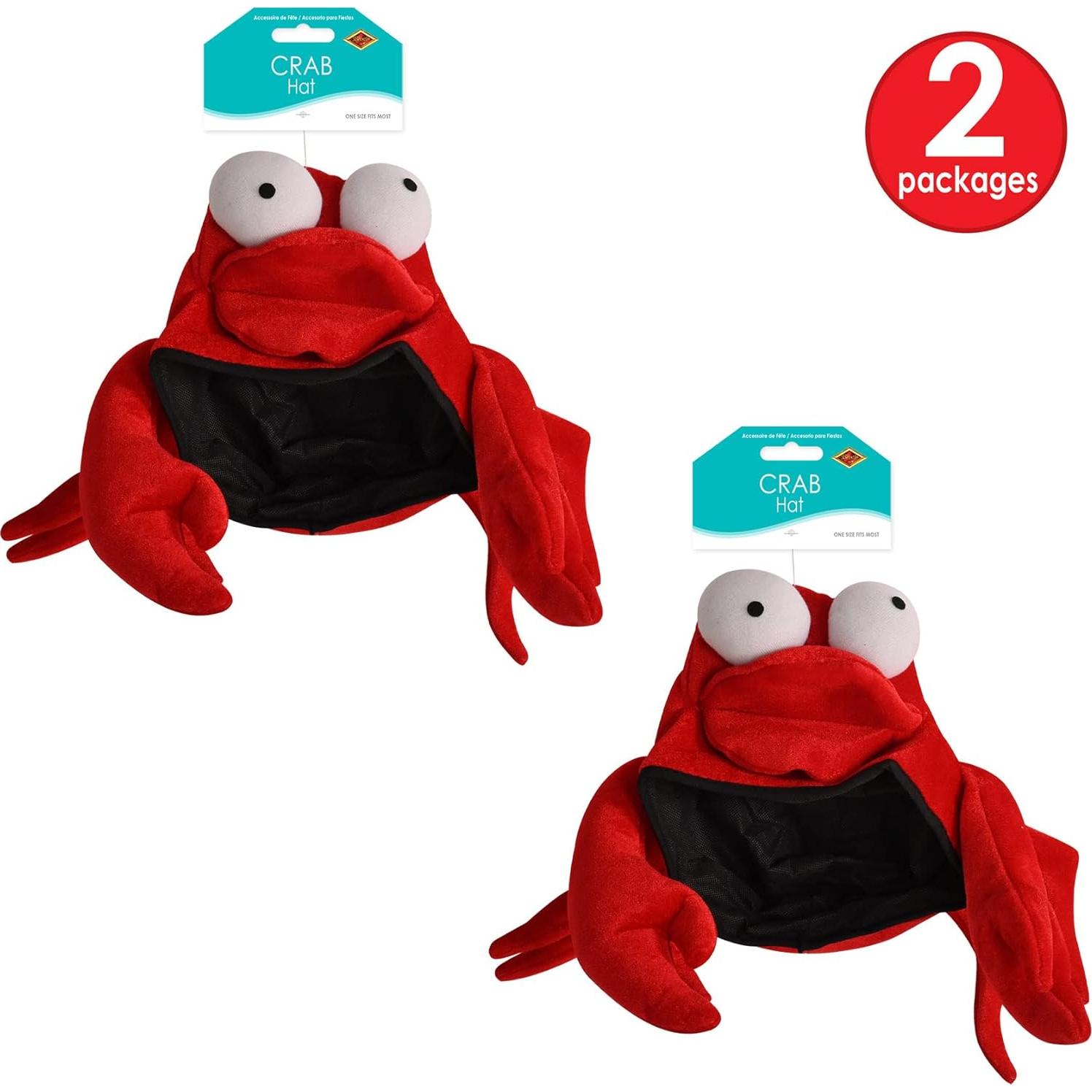 Sombrero de felpa unisex Beistle - Cangrejo 2 piezas