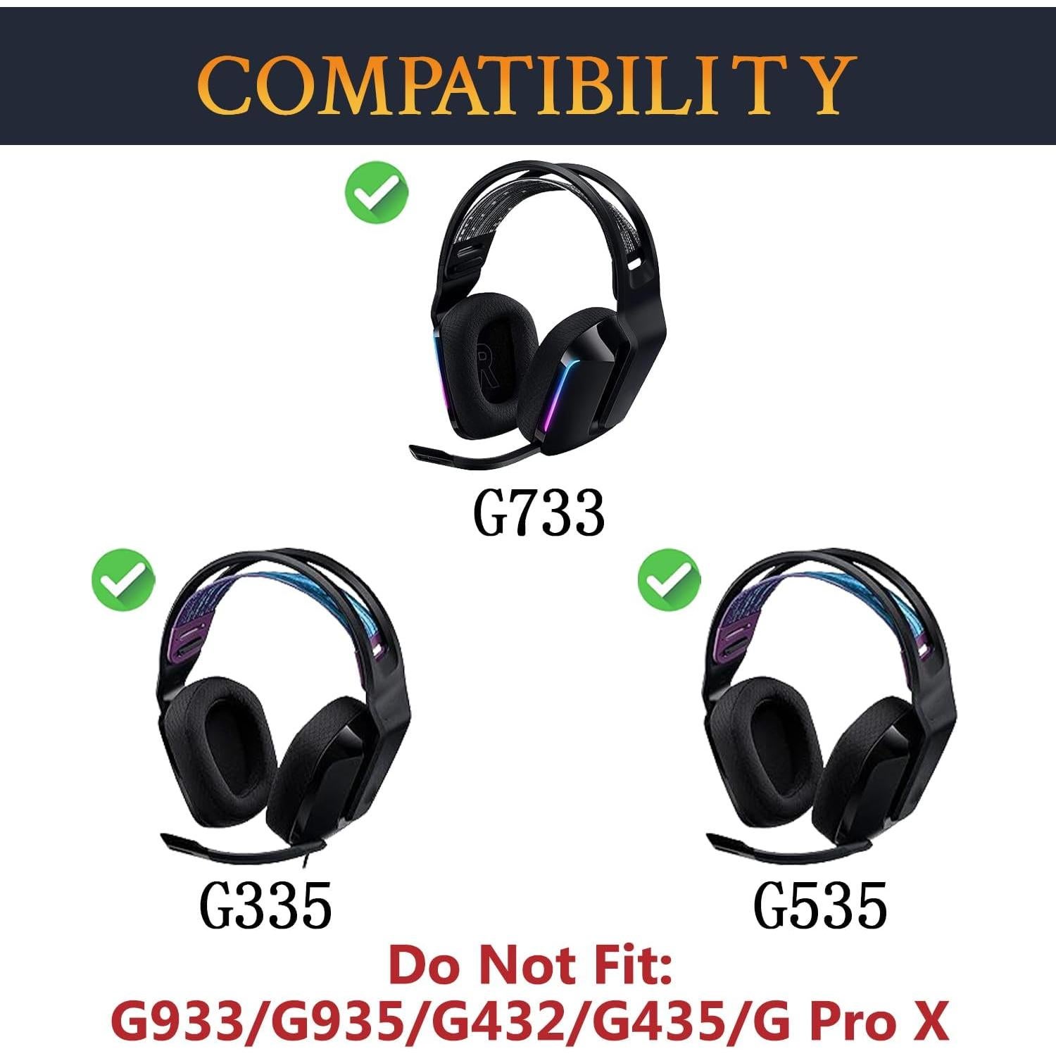 Almohadillas de Gel Refrigerante SOULWIT para Auriculares Logitech G733 G535 G335 - Negro