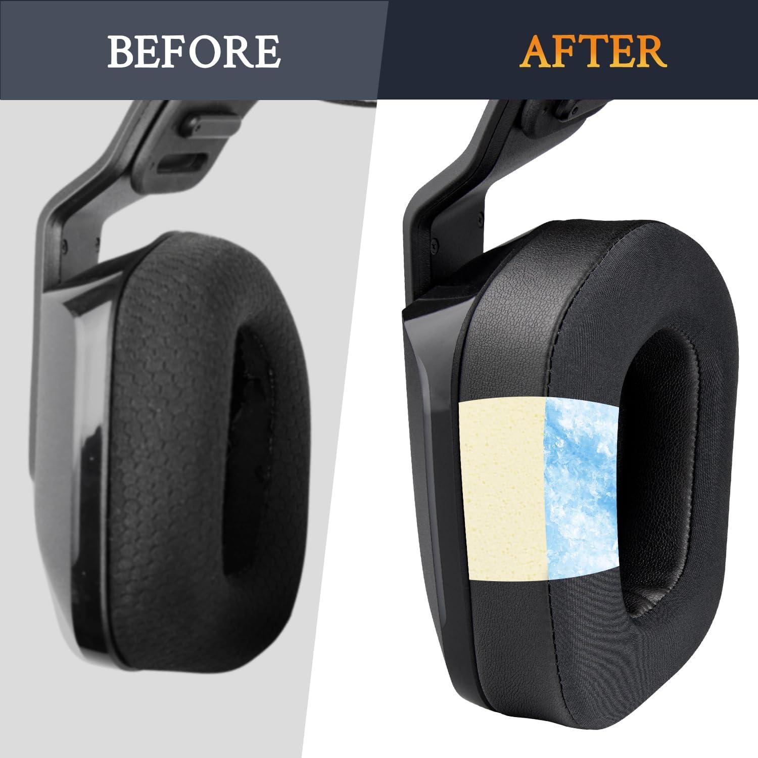 Almohadillas de Gel Refrigerante SOULWIT para Auriculares Logitech G733 G535 G335 - Negro