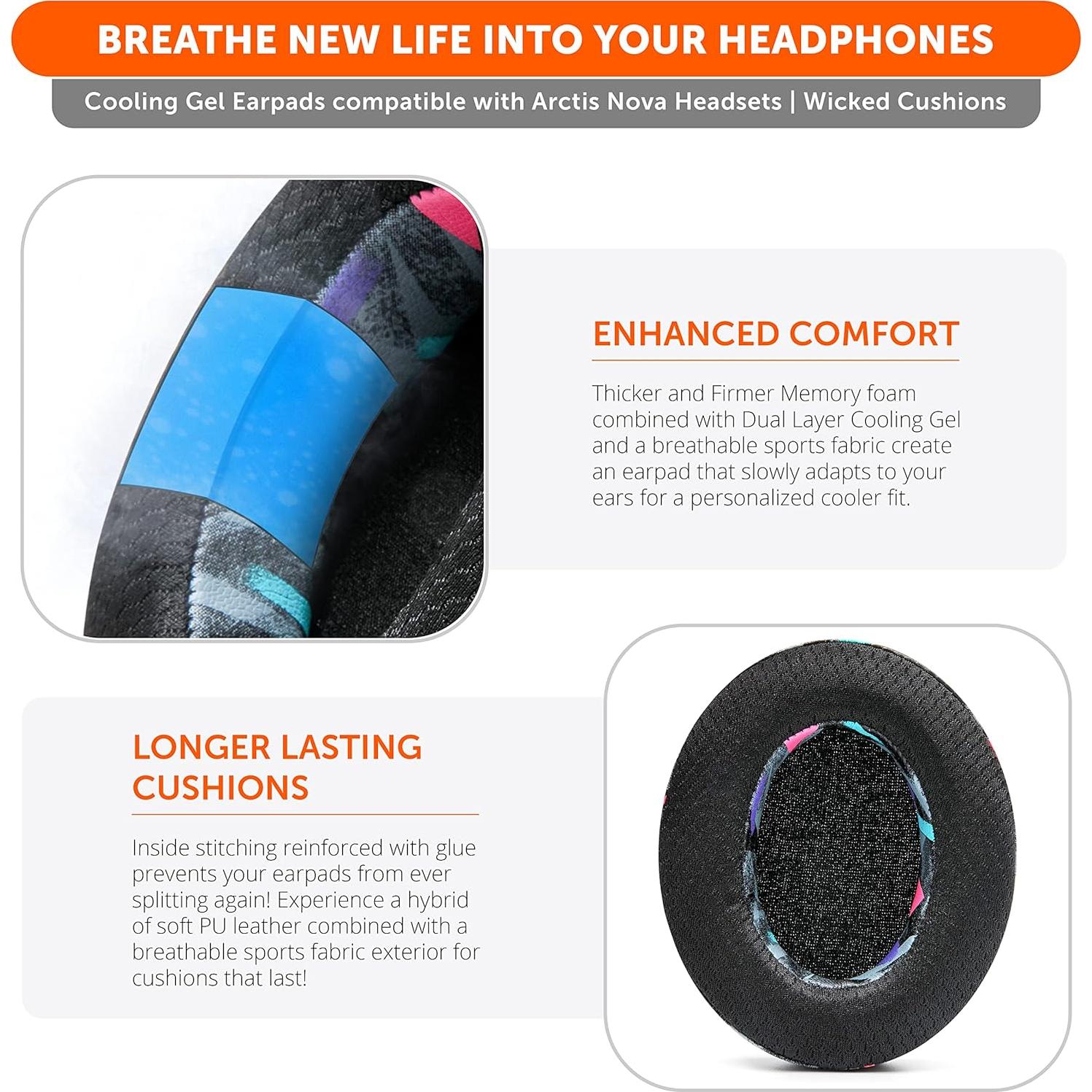 Almohadillas de Gel Enfriamiento WC FreeZe para Arctis Nova - Negro