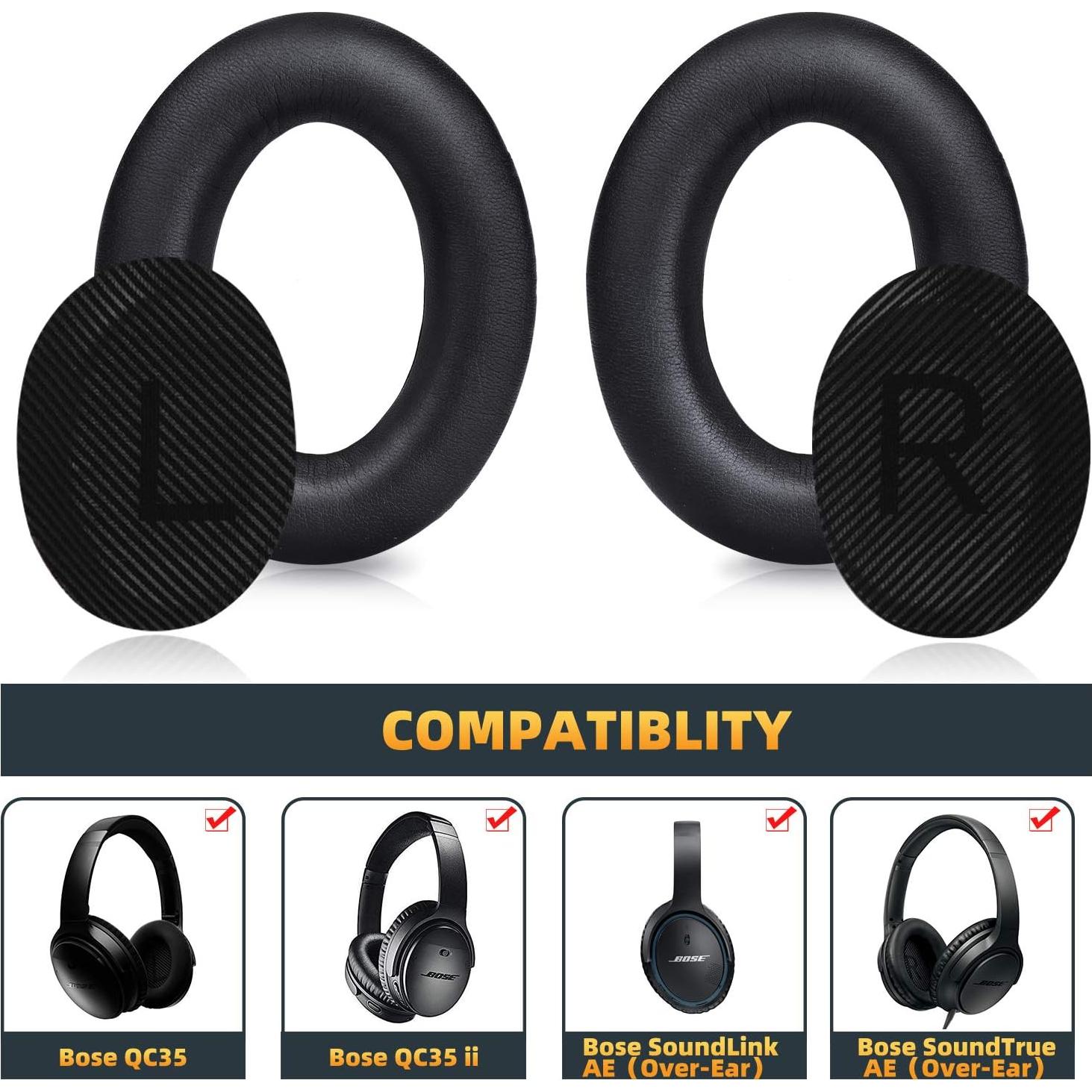 Almohadillas de Repuesto GEVO para Auriculares Bose QC35 II - Espuma de Memoria, Negro