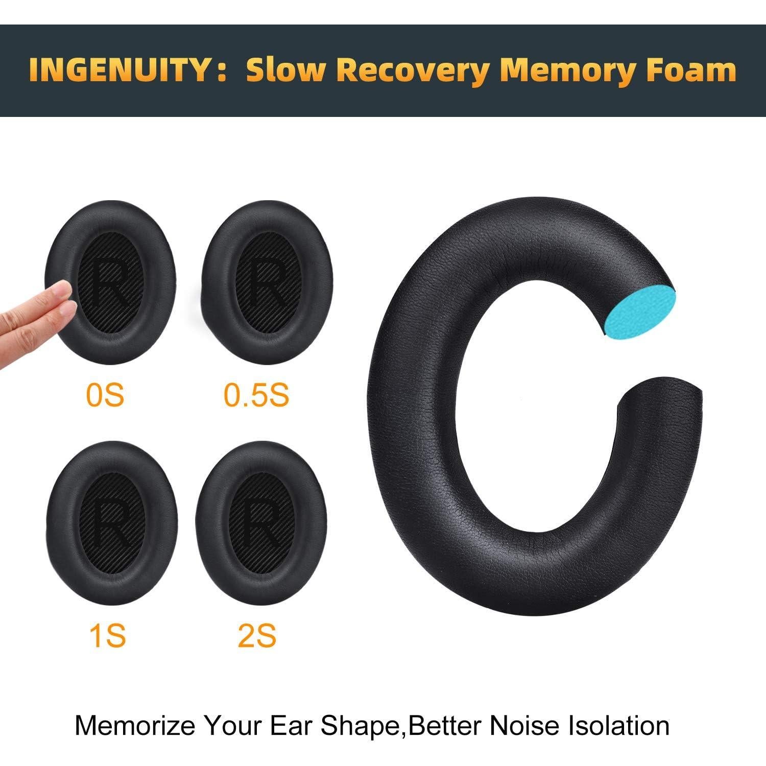 Almohadillas de Repuesto GEVO para Auriculares Bose QC35 II - Espuma de Memoria, Negro