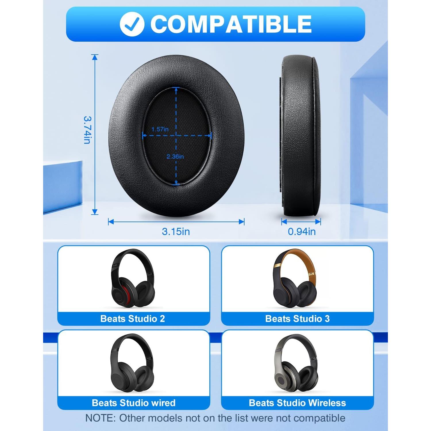 Almohadillas de Reemplazo FEYCH para Beats Studio 2 y 3 - Negro