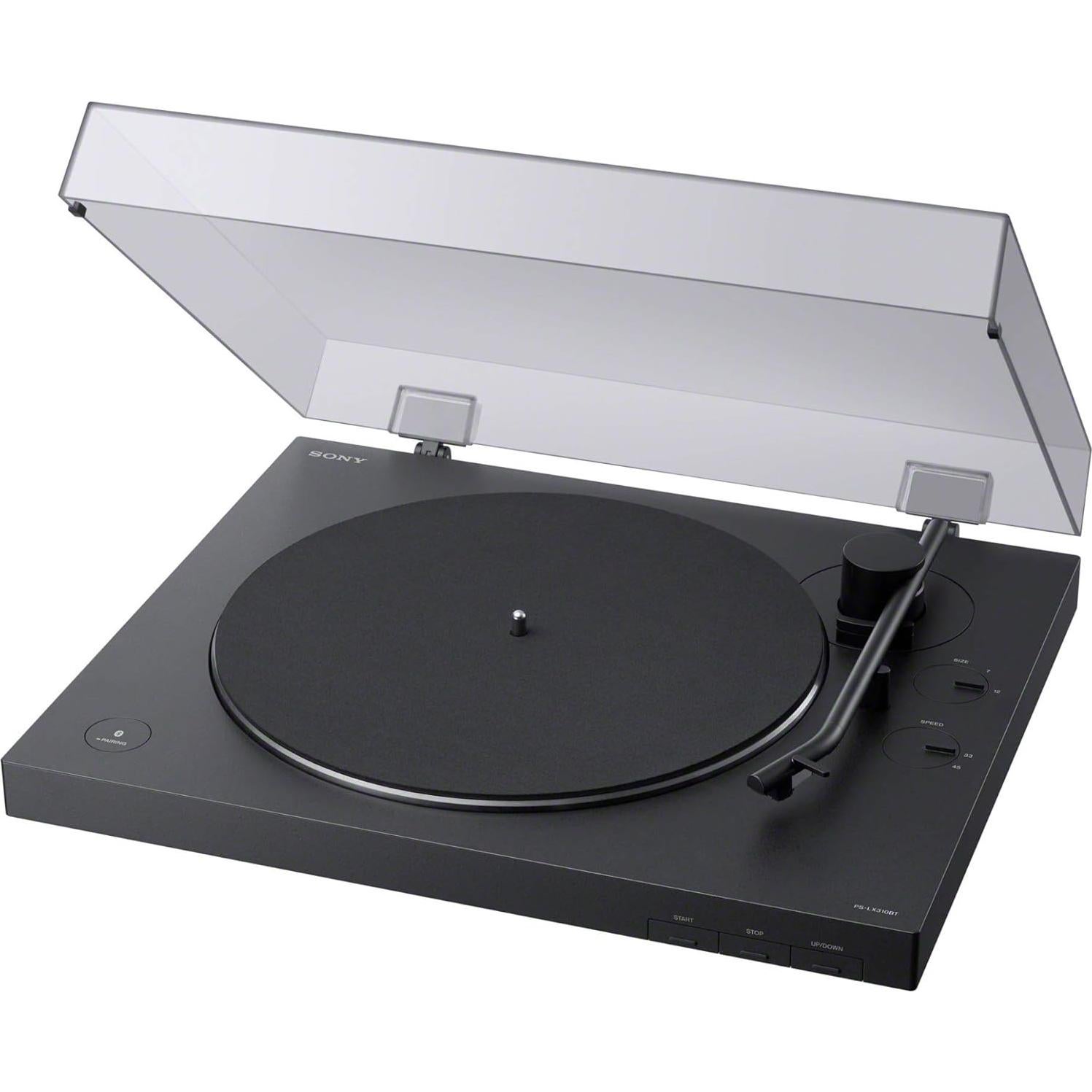 Sony PS-LX310BT Belt Drive Turntable: Fully Automatic Wireless Vinyl Record Player & WH-CH520 Wireless Headphones Bluetooth On-Ear Headset with Microphone, Black New