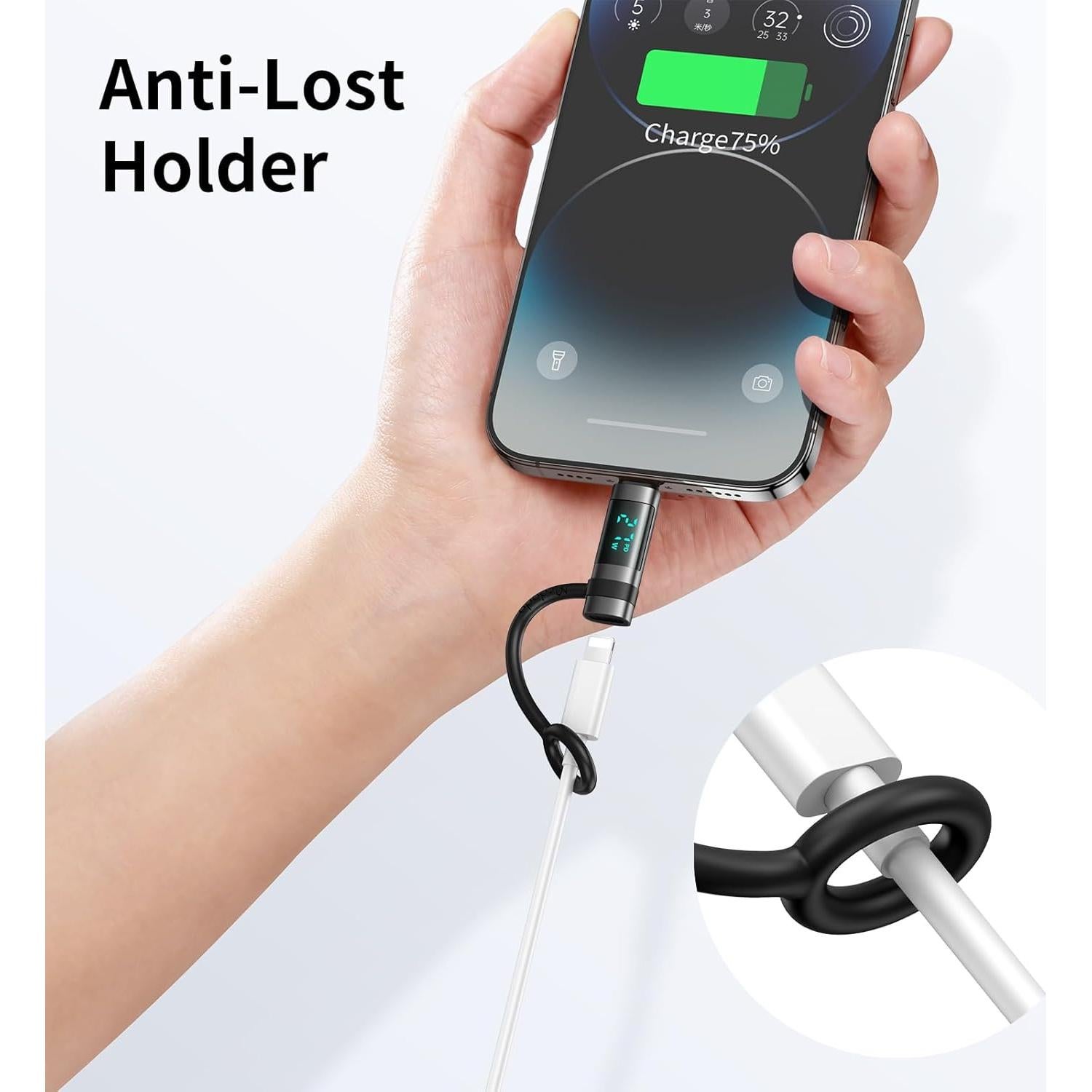 mcdodo 60W Lightning to USB-C Adapter with Digital Display, Lightning Female to Type-C Male Adapter PD Fast Charging&Data Transfer, Fit for iPhone 16/15 Pro ProMax Plus, iPad,MacBook,AirPods