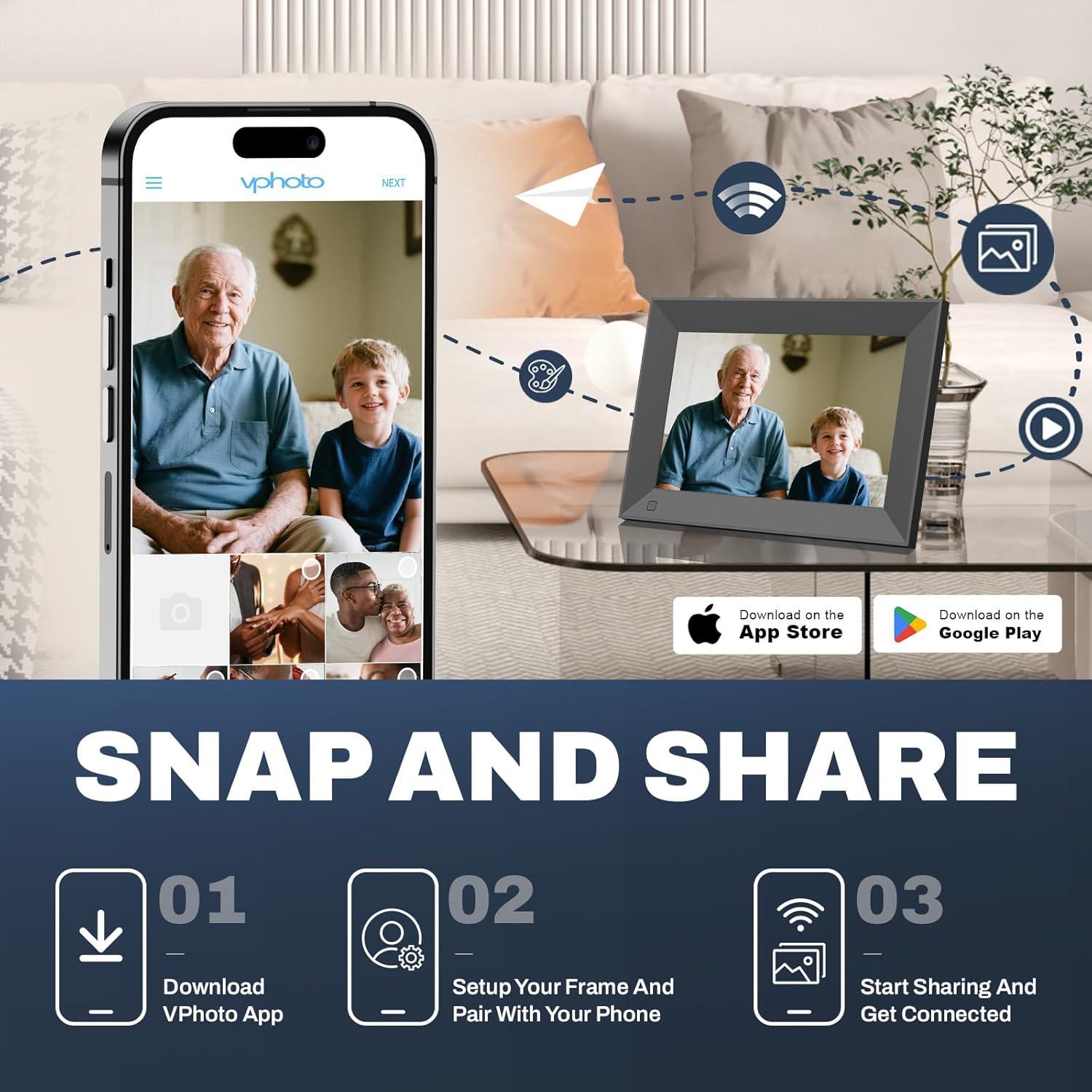 Marco de Fotos Digital Arktronic 8" HD WiFi 16GB Negro