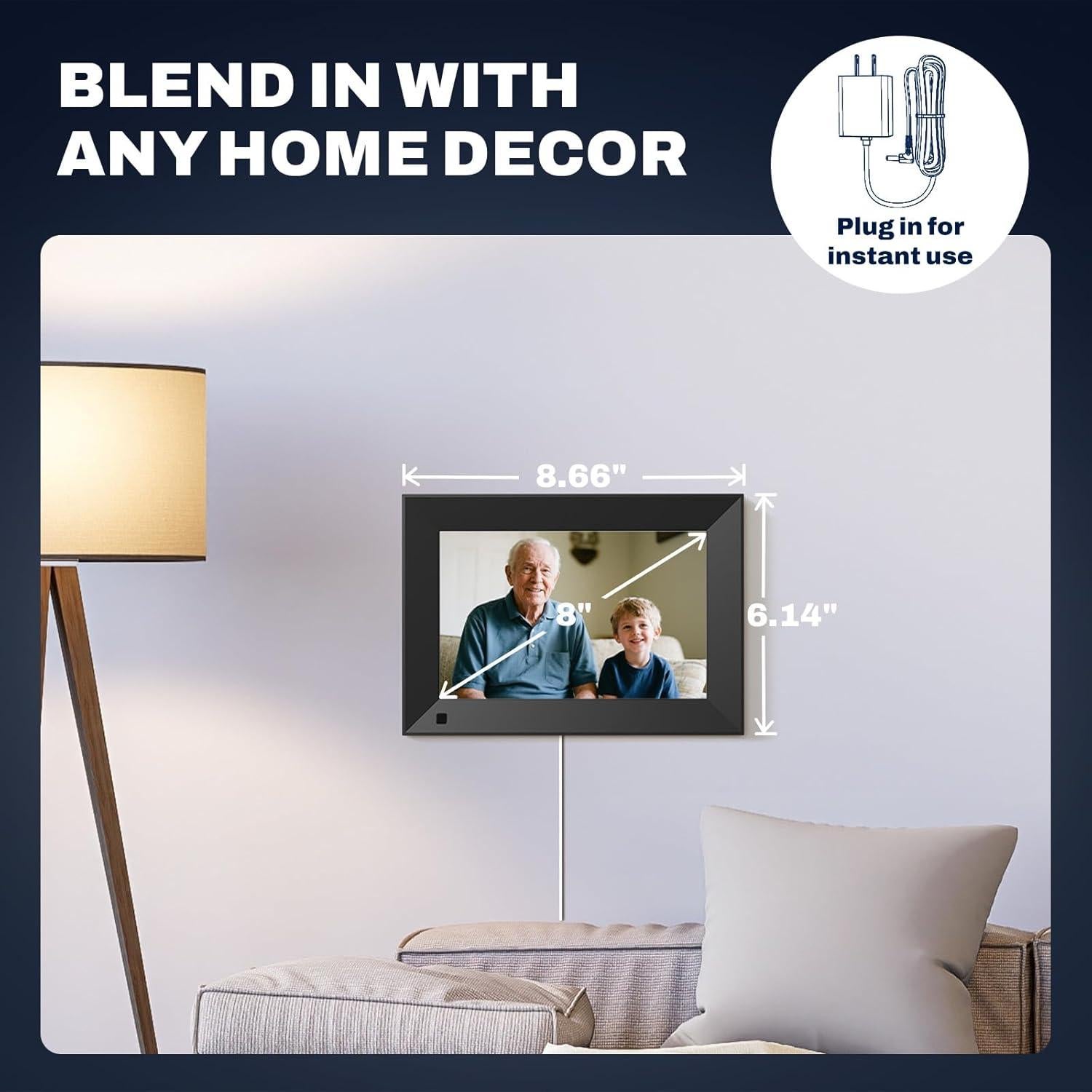 Marco de Fotos Digital Arktronic 8" HD WiFi 16GB Negro