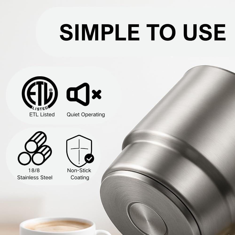 Espumador de Leche Eléctrico LVNASST 355ml Acero Inoxidable