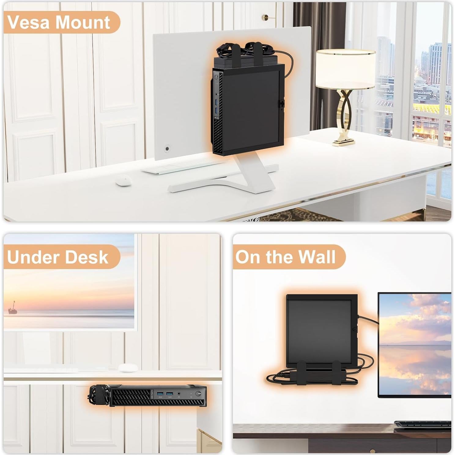 Soporte VESA para HP Mini PC Varghesyla Ajustable Negro