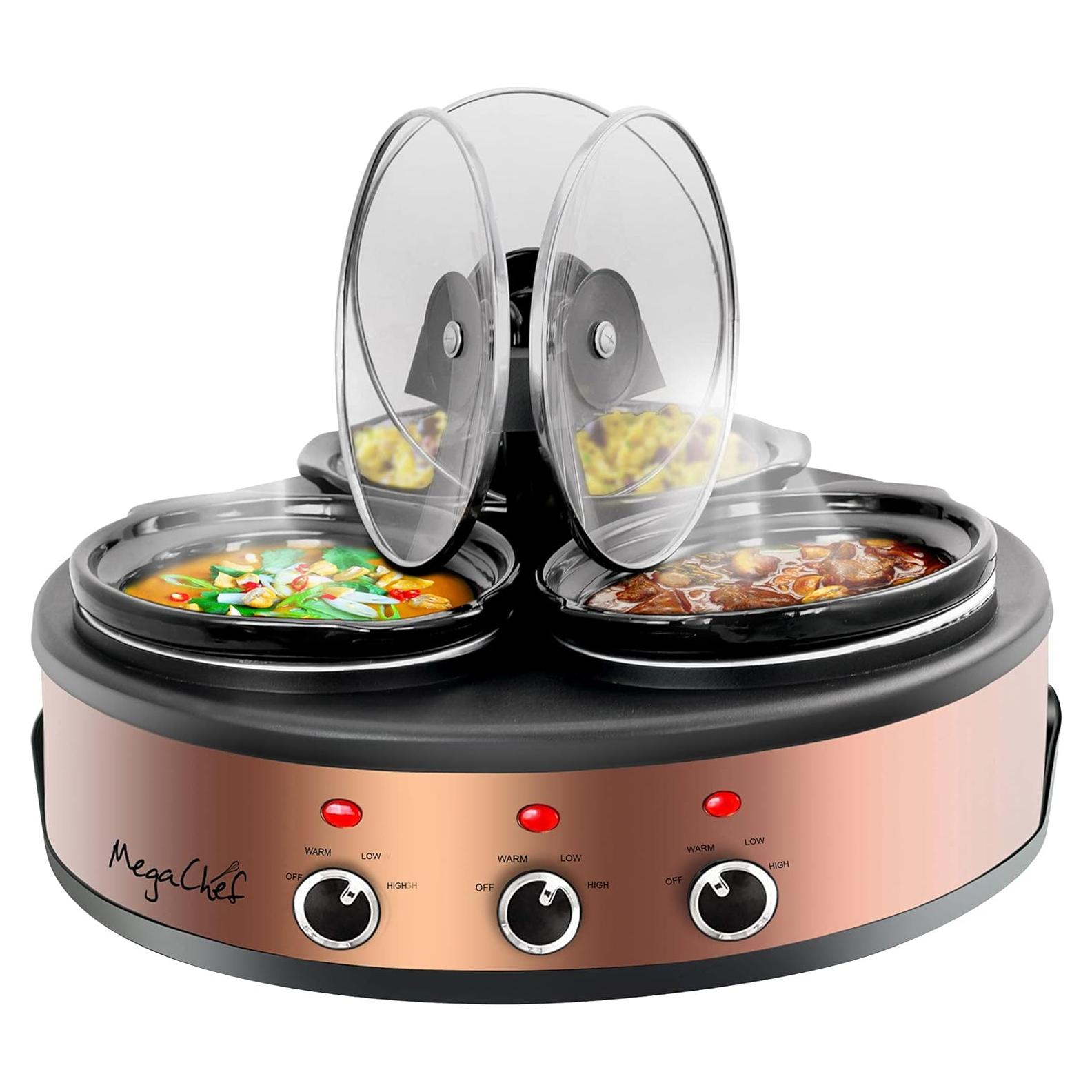 Olla de Cocción Lenta MegaChef Redonda 1.89L con 3 Ollas