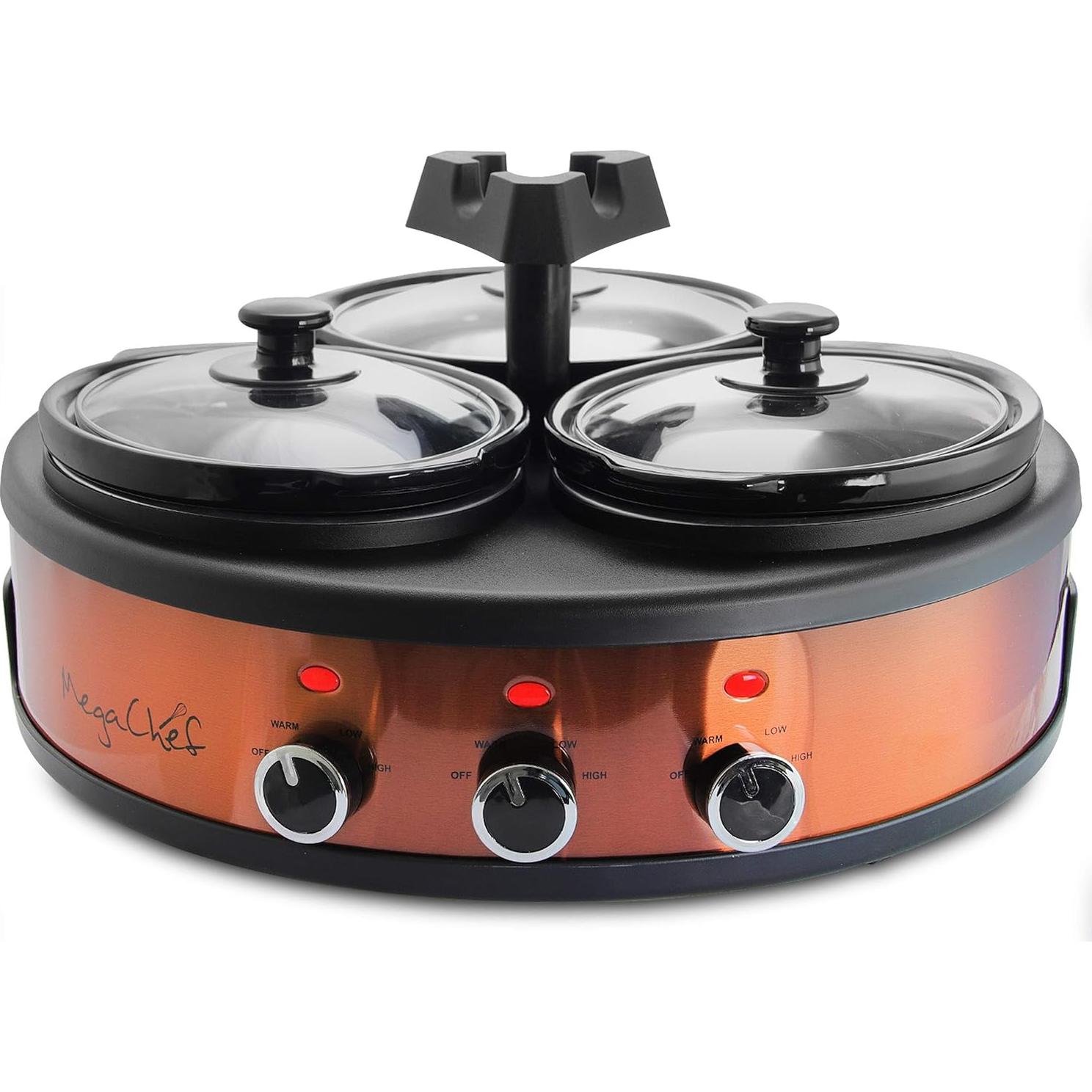 Olla de Cocción Lenta MegaChef Redonda 1.89L con 3 Ollas
