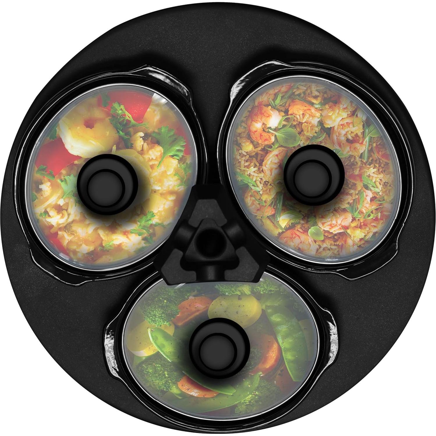 Olla de Cocción Lenta MegaChef Redonda 1.89L con 3 Ollas