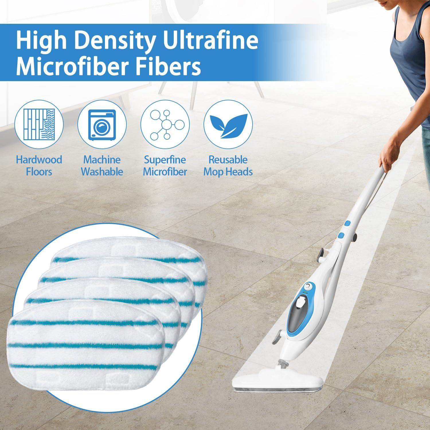 Paños de Mopa a Vapor Microfibra JIUMEE 4 Piezas Azul y Blanco