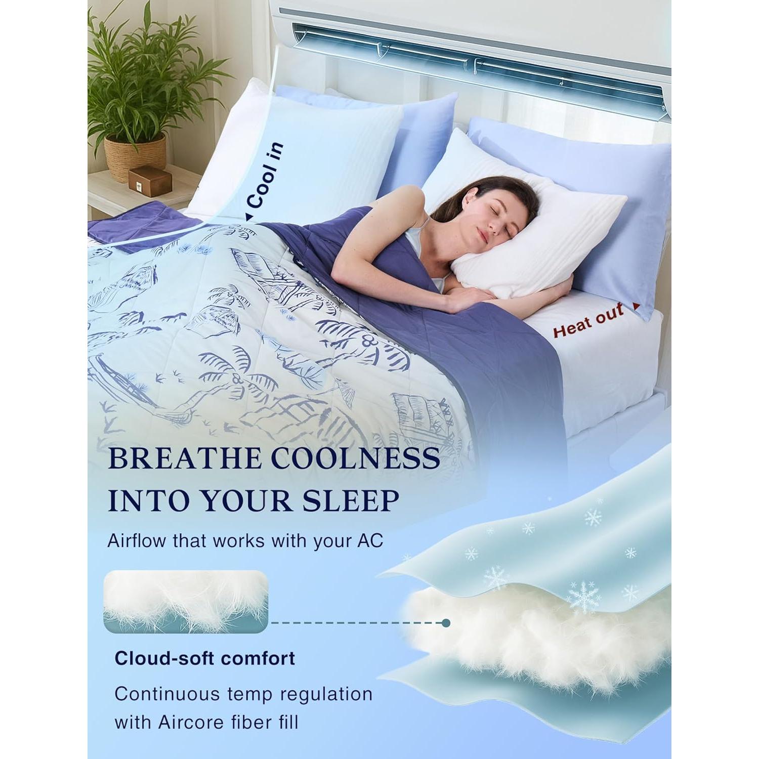 Manta Refrigerante ZonLi 127x178cm Azul Costero Transpirable