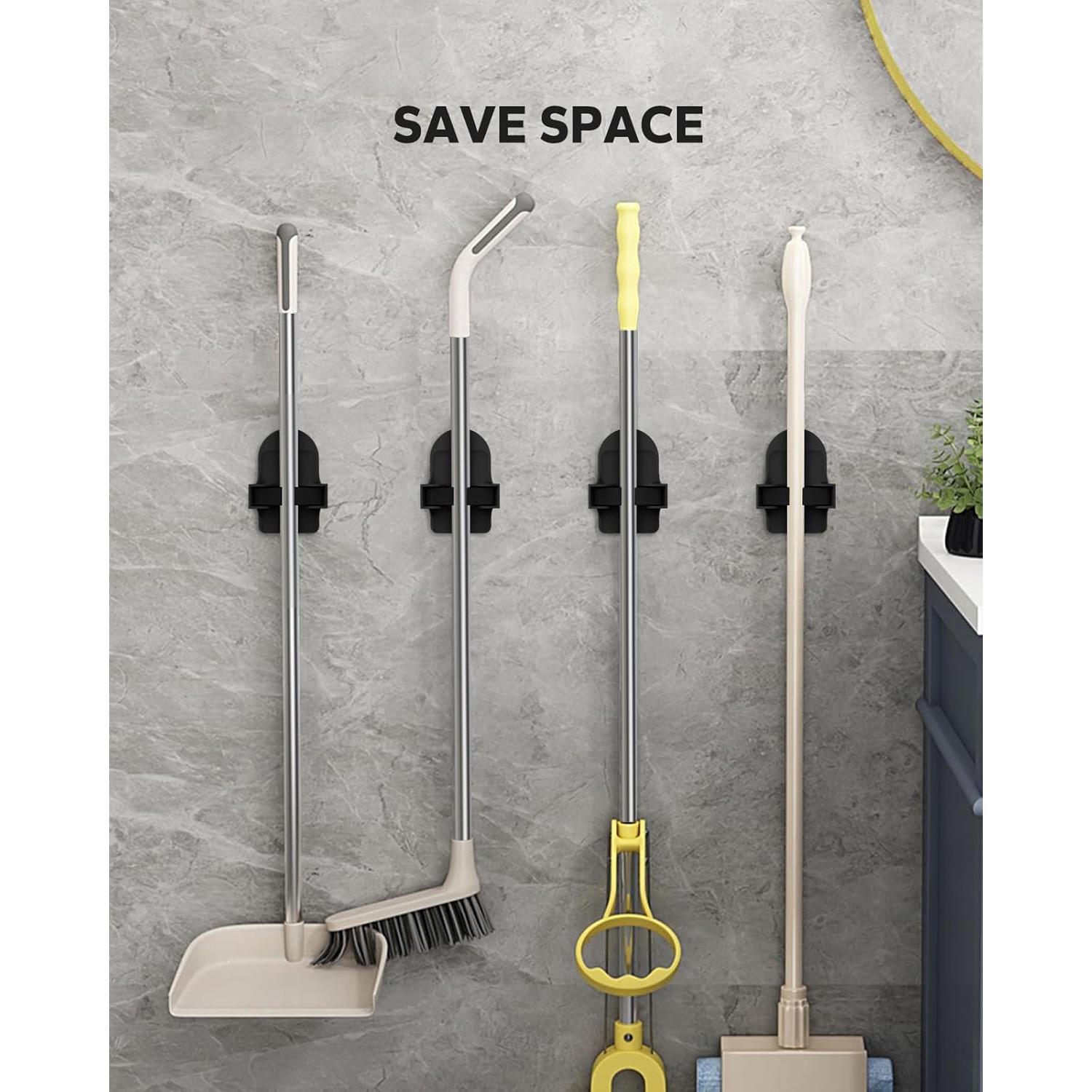 Soporte de Escoba Montaje en Pared MCOMCE Negro 4 Contador