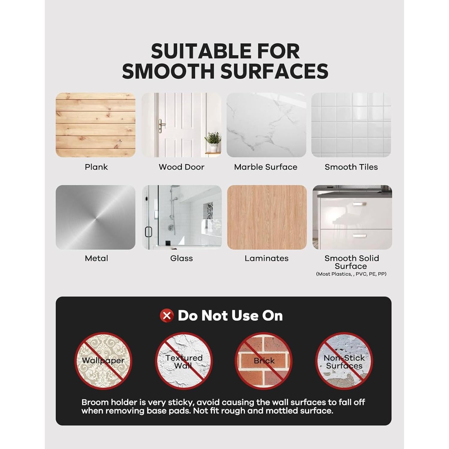 Soporte de Escoba Montaje en Pared MCOMCE Negro 4 Contador