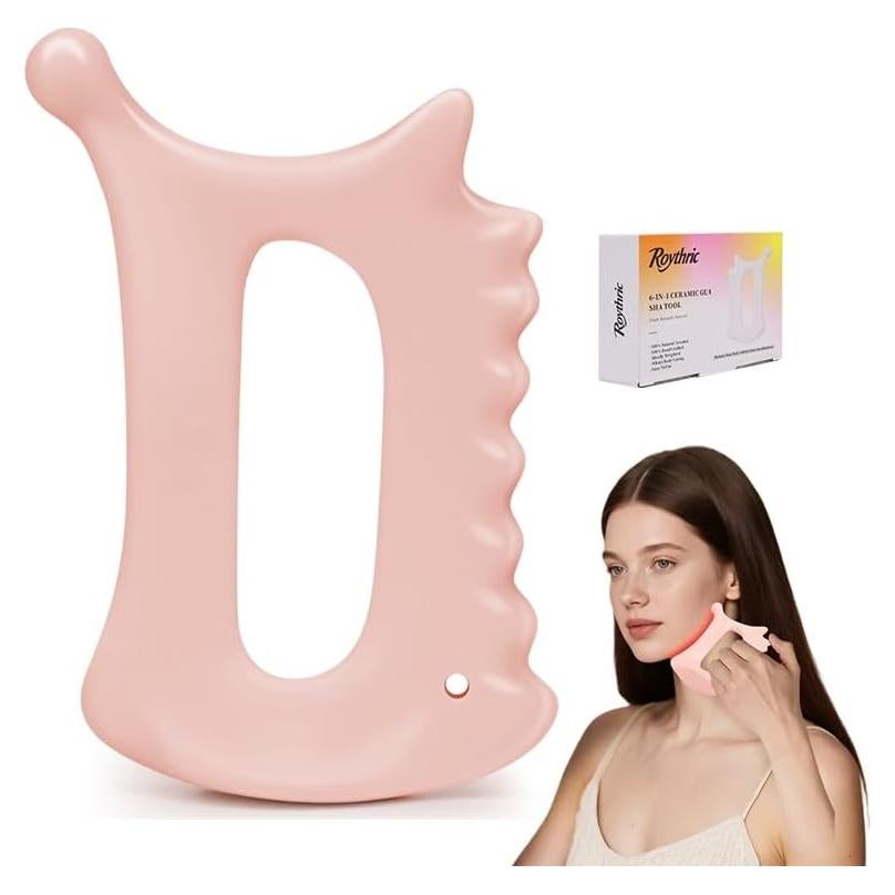 Herramienta de Masaje Gua Sha 6 en 1 Roythric Rosa Mate