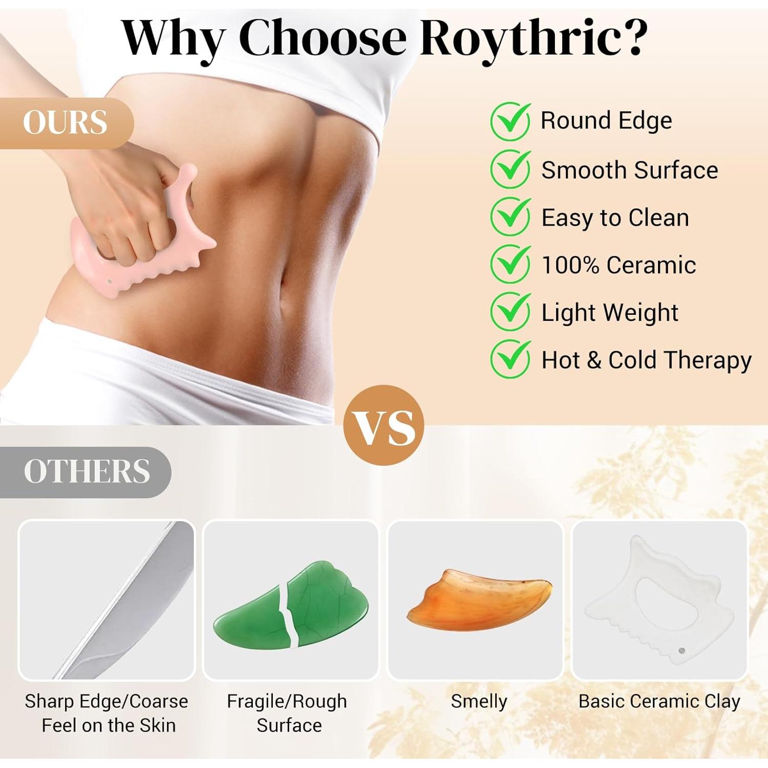 Herramienta de Masaje Gua Sha 6 en 1 Roythric Rosa Mate